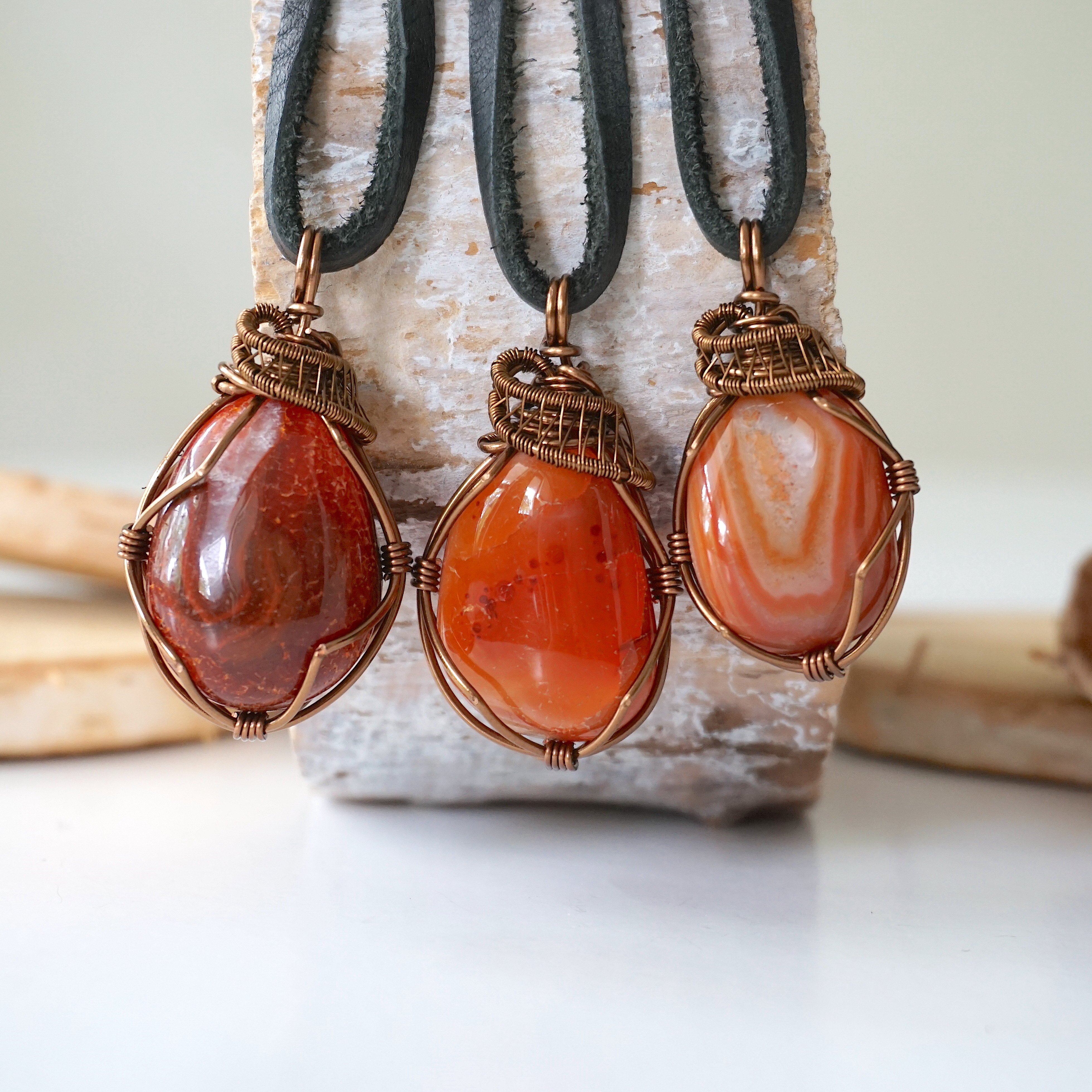 Antique Bronze Men's Carnelian Necklace - Handmade Gemstone Jewelry for Gifts & Spiritual Healing | Perfect for Meditation, Energy Balancing & Everyday Wear