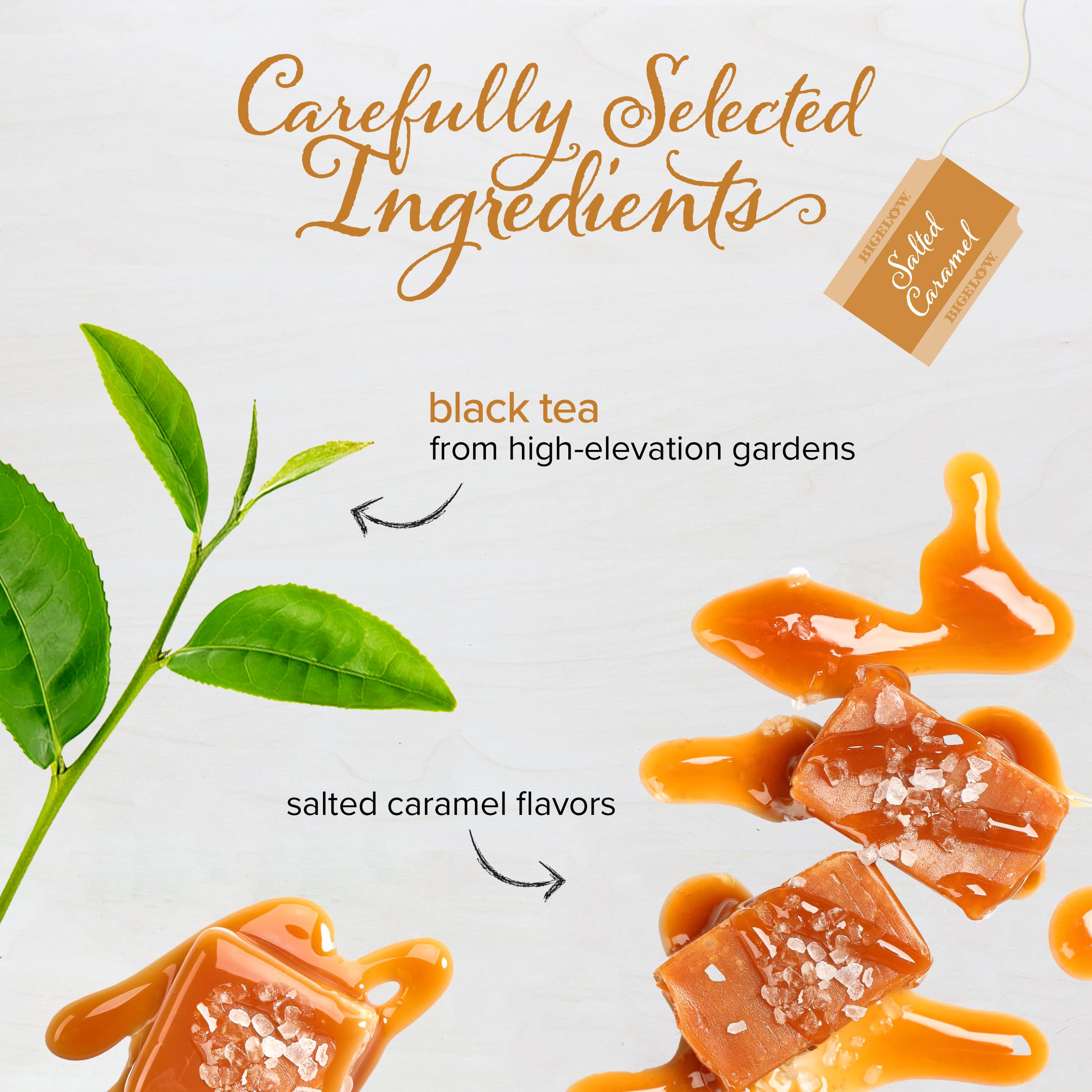 Bigelow Salted Caramel Black Tea Bags - 18 Count | Premium Caffeinated Tea for Afternoon Relaxation & Dessert Pairing