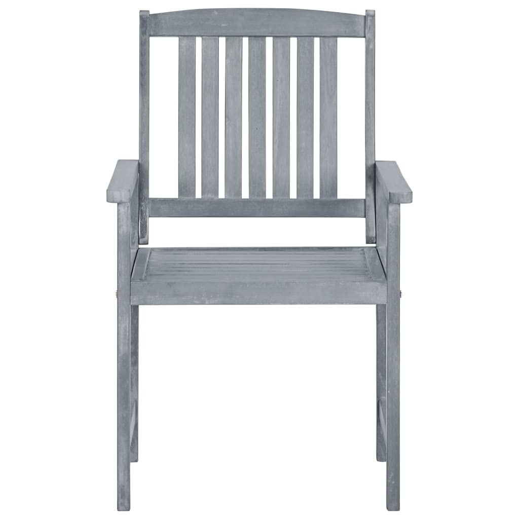 Premium Acacia Wood Patio Chairs Set of 2 with Cushions - Gray Outdoor Furniture for Garden, Poolside & Backyard Relaxation
