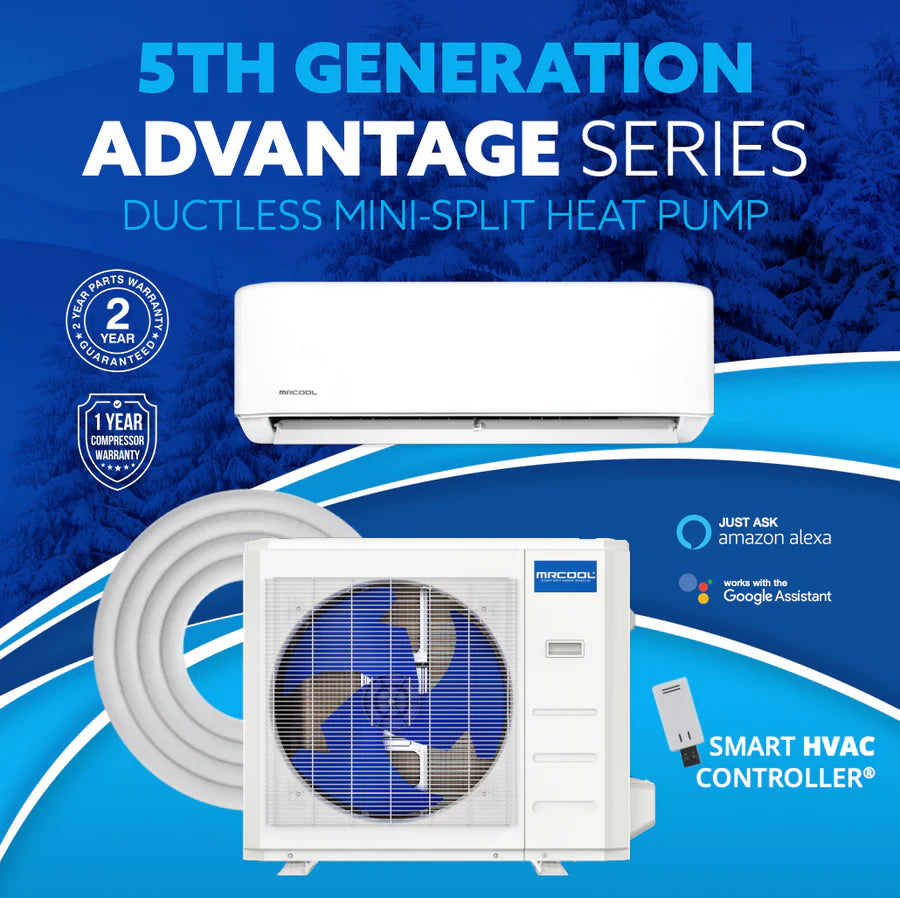 MRCOOL Advantage 5G 12,000 BTU 21.5 SEER2 Ductless Mini Split AC and Heat Pump - 230V Energy Efficient - Perfect for Bedrooms, Offices, and Small Spaces