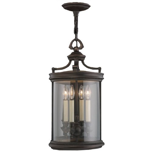 **Bronze 4-Light Louvre Hanging Exterior Pendant Light for Patio, Porch & Outdoor Dining – 538282ST**