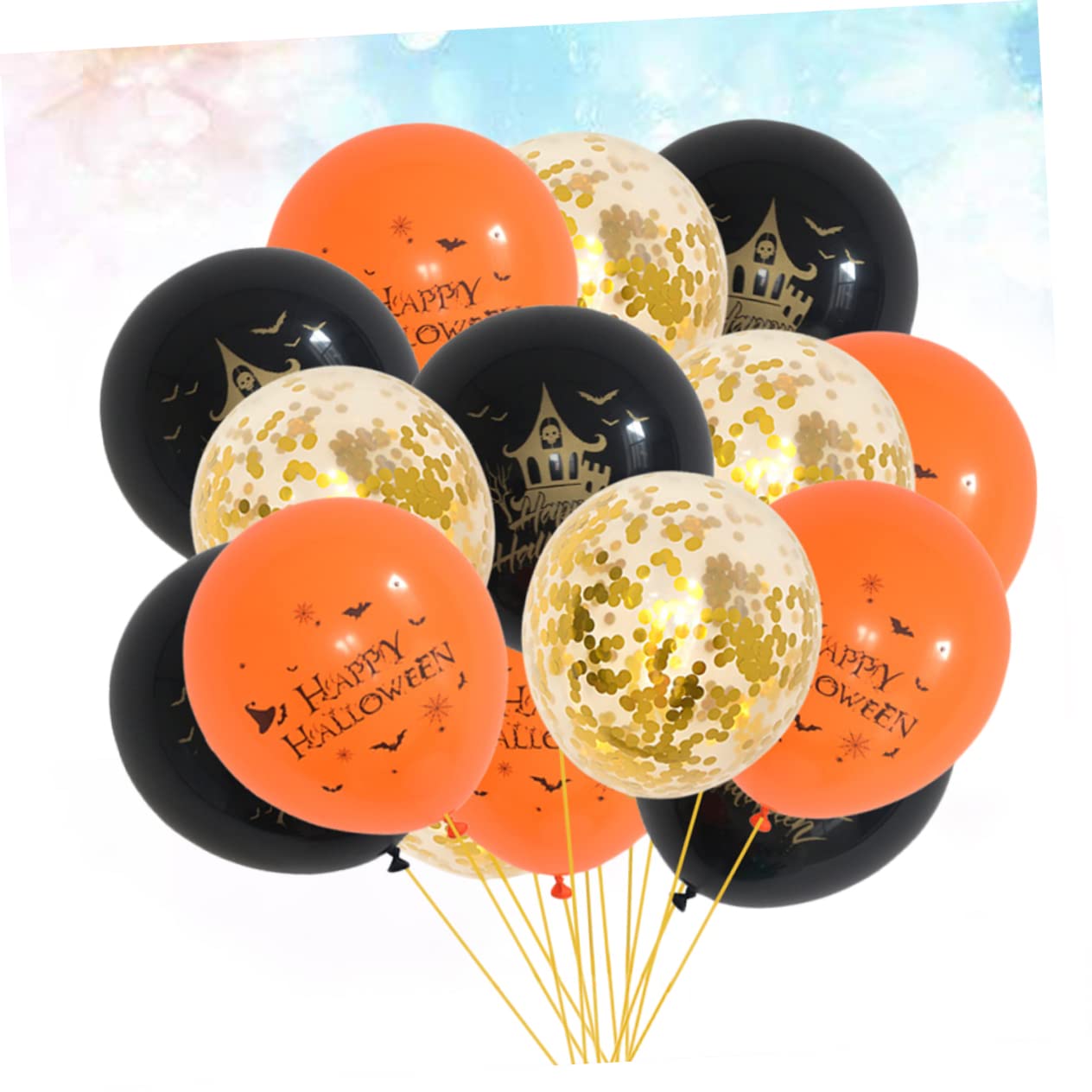 Abaodam 15-Piece Halloween Balloon Set - Latex Balloons with Confetti for Party Decorations | Perfect for Halloween Parties, Home Decor & Spooky Celebrations
