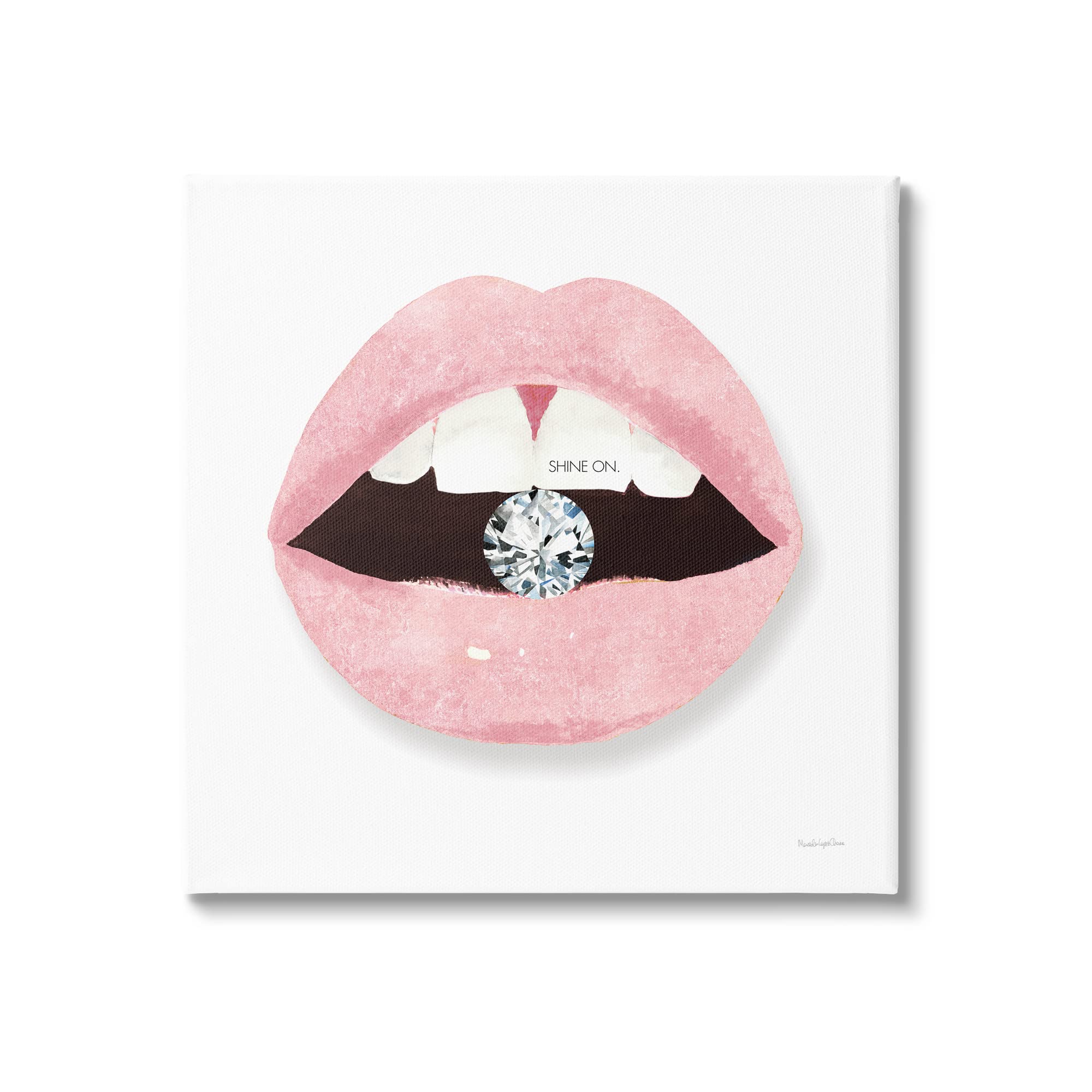Stupell Industries Shine On Glam Lips Biting Shimmering Diamond Wall Art - 17x17