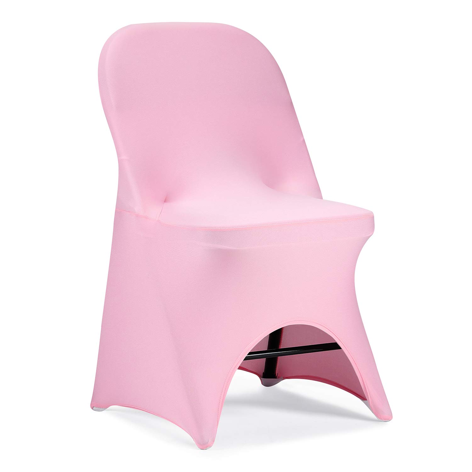 Peomeise Stretch Spandex Folding Chair Covers - 12 Pack Pink Open Back Design for Weddings, Parties, Banquets & Events | Perfect for Indoor/Outdoor Dining, Bridal Showers & Home Decor