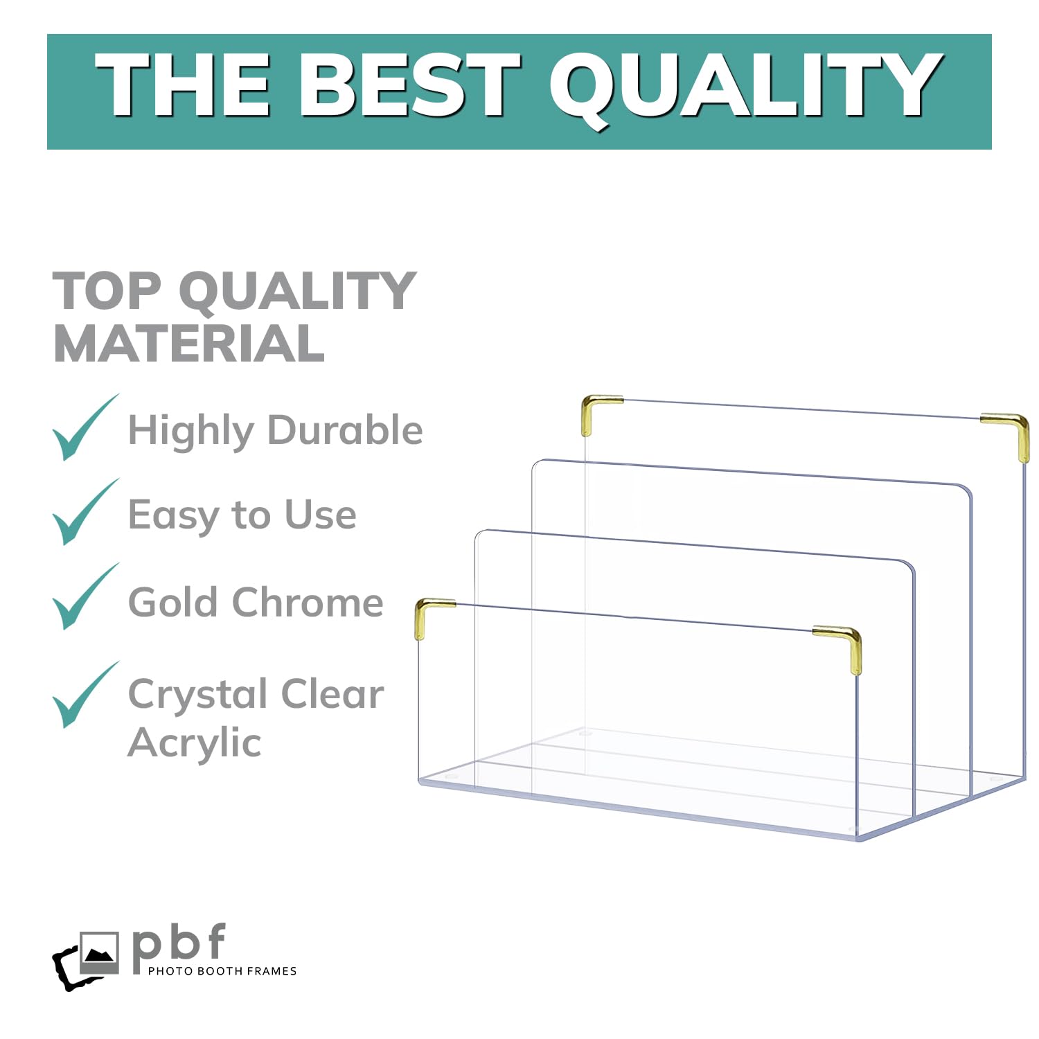 Clear Acrylic File Holder with Gold Accents - Desk Organizer for Folders, Mail, Magazines | Perfect for Office, Home & Workspace Organization | Letter Sorter, Laptop Stand & Notebook Holder