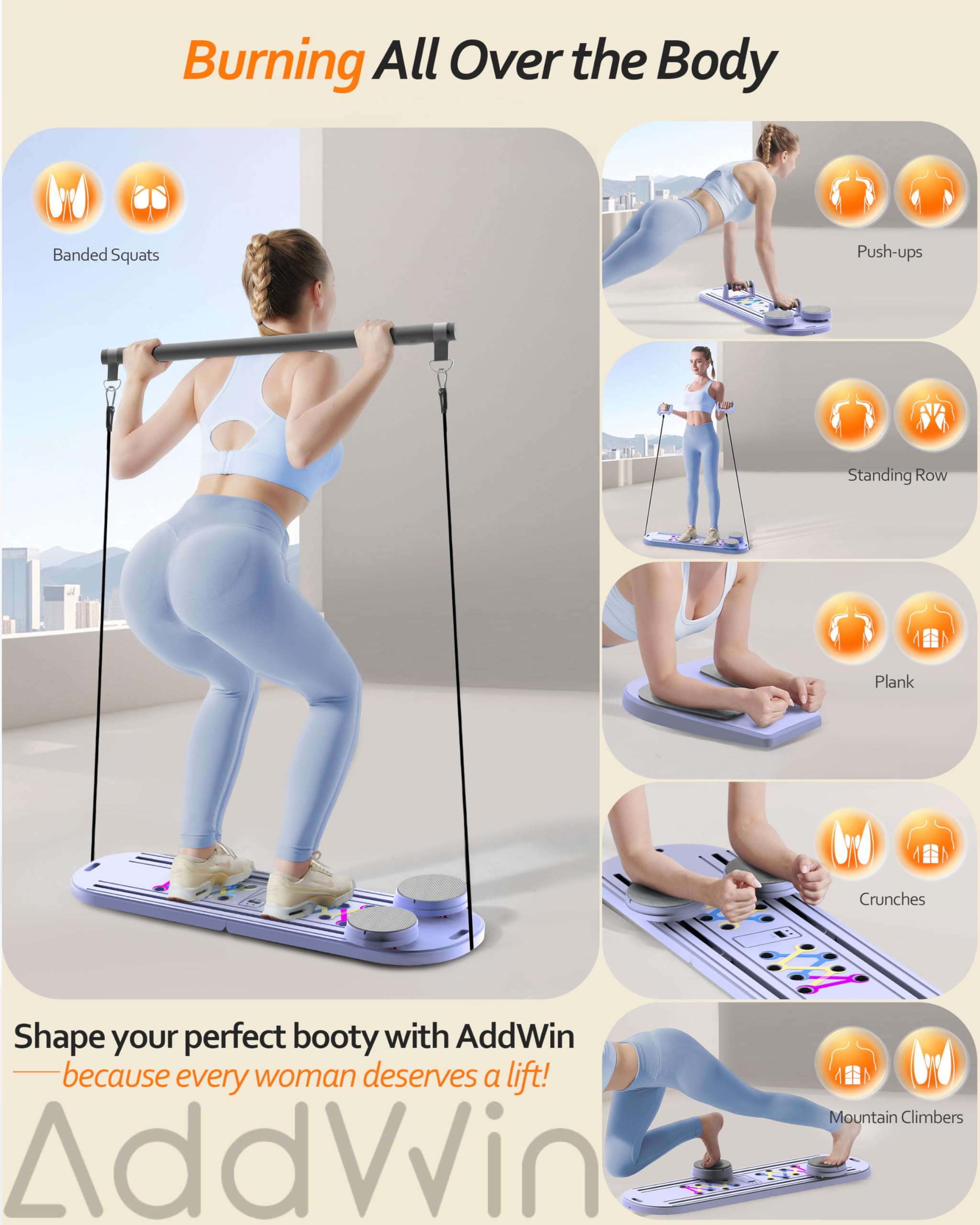 15-in-1 Multifunctional Pilates Reformer Board with Abdominal Trainer - Foldable Portable Core Workout Machine for Home & Office - Perfect for Women's Fitness, Yoga, and Full-Body Toning Exercises