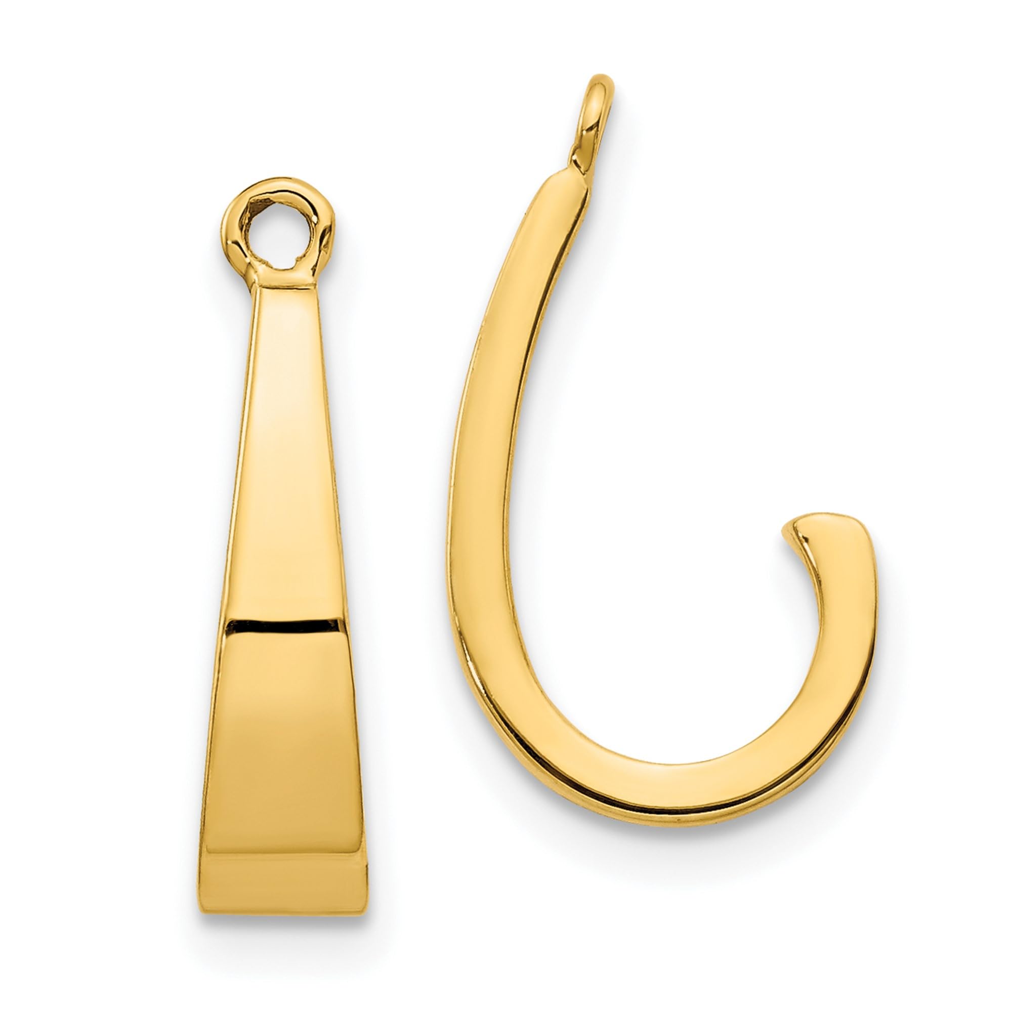14K Solid Yellow Gold J Hoop Earring Jackets for Studs - Elegant Dangle Enhancers for Everyday Wear & Special Occasions