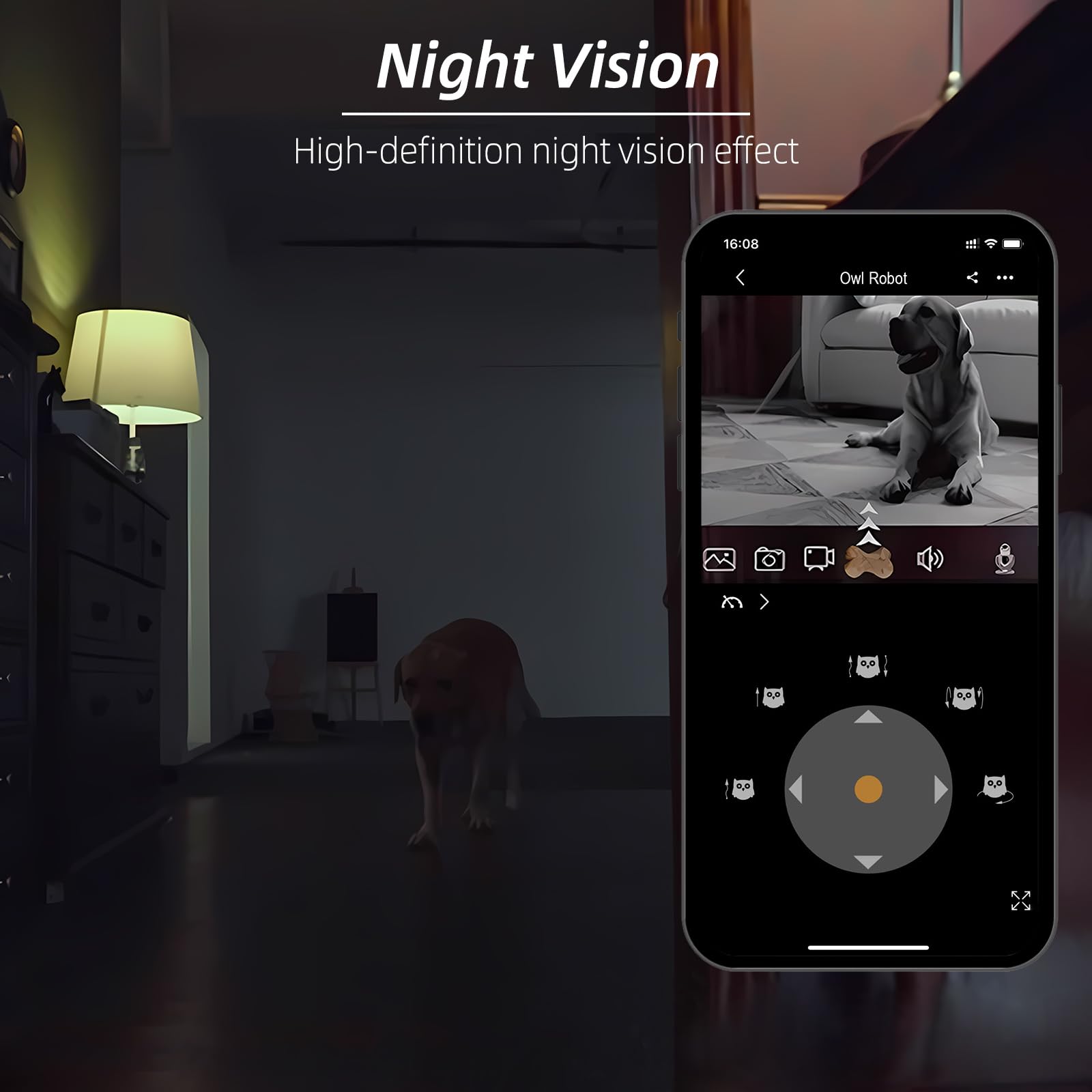 SKYMEE Owl Robot: 1080P Full HD Pet Camera with Treat Dispenser & 2-Way Audio - Interactive Toy for Dogs & Cats - App-Controlled Home Monitoring System - No Monthly Fees - Perfect for Pet Training, Playtime & Remote Home Security