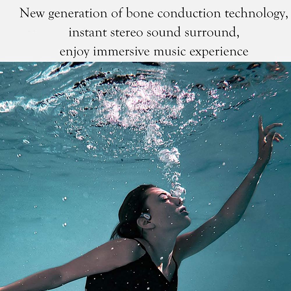 IKXO Waterproof Bone Conduction Headphones Bluetooth 5.0 Wireless Earbuds IPX8 Open Ear - Sweatproof Underwater Headphones with Mic for Swimming, Running, Gym & Sports | Perfect for Workouts, Cycling & Outdoor Activities