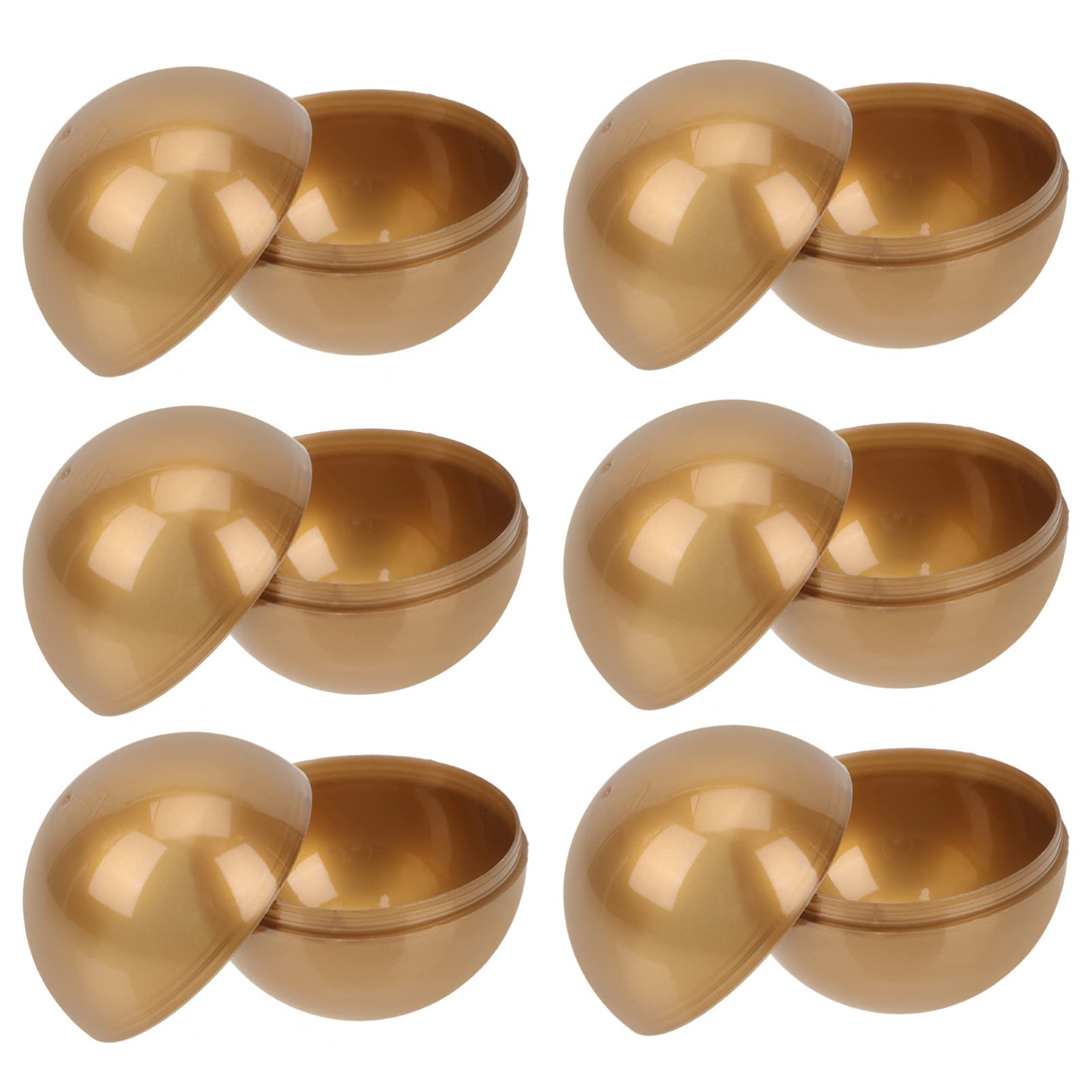 6PCS Golden Metallic Fillable Easter Egg Capsules - Candy Gift Storage Boxes for Easter Party Supplies, Easter Basket Stuffers & Egg Hunt Decorations - Perfect for Easter Celebrations, Classroom Activities & Spring Festivals