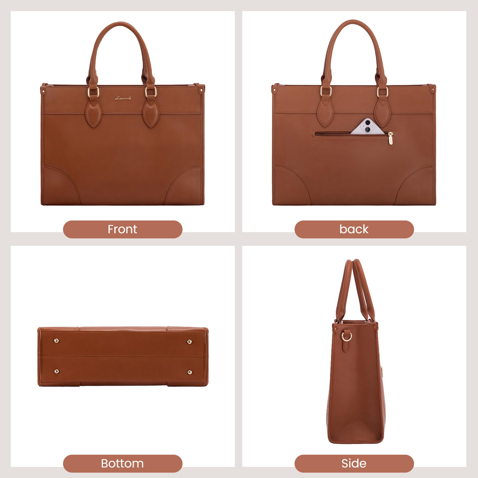 LOVEVOOK 15.6 Inch Women's Laptop Bag - Waterproof Canvas Work Tote with Cup Holder, Professional Computer Briefcase & Crossbody Handbag for Office, Travel, Teaching | Perfect for Business Commute, Work Meetings, and Daily Use