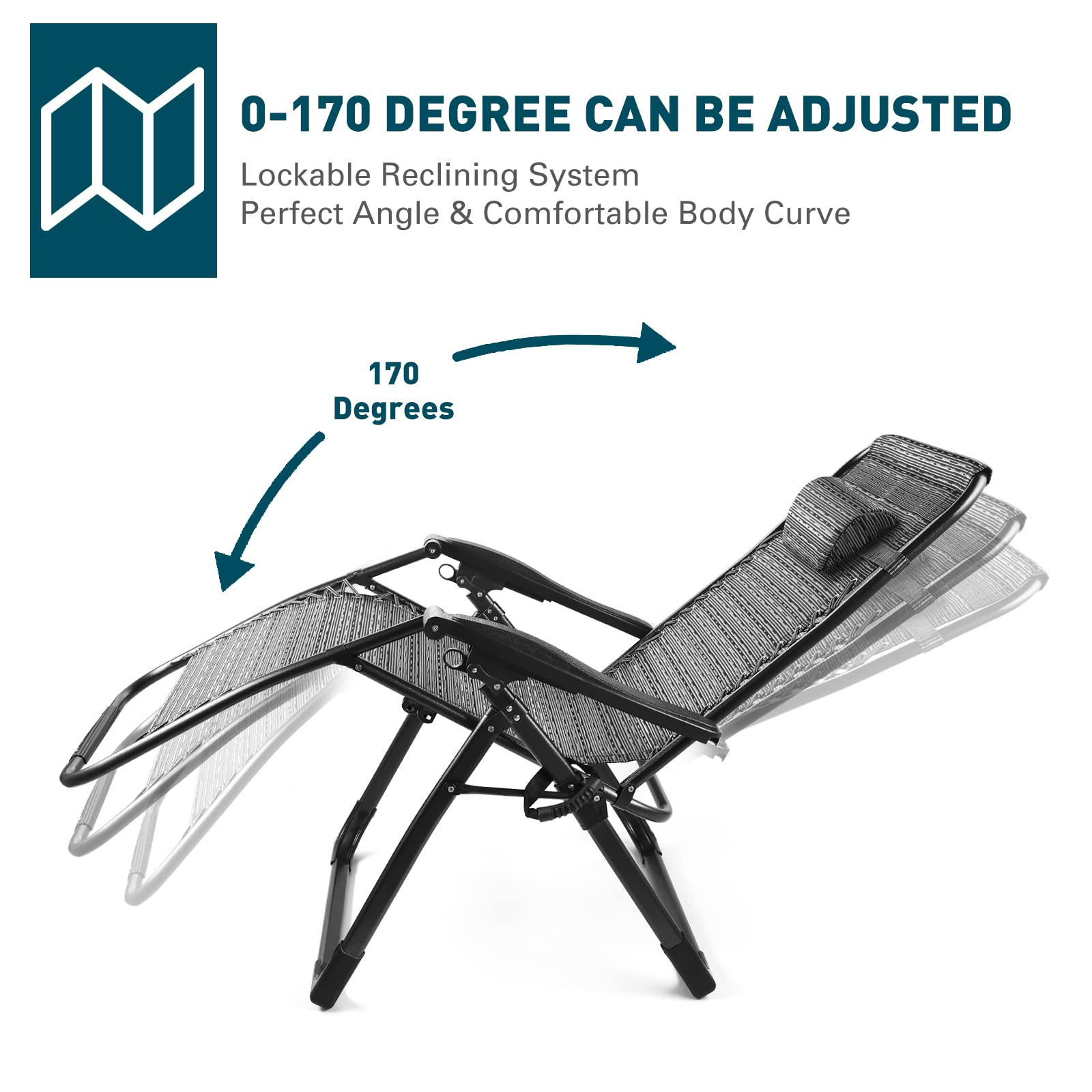Zero Gravity Lounge Chair Heavy Duty 350LBS Capacity - Oversized Folding Outdoor Recliner with Cup Holder & Carry Rope - Perfect for Patio, Beach, Backyard & Camping Relaxation