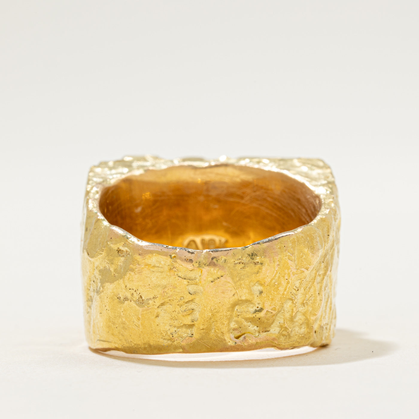 18k Yellow Gold Brick Ring for Men - Size 11 | Luxury Statement Jewelry | Perfect for Weddings, Anniversaries & Special Occasions