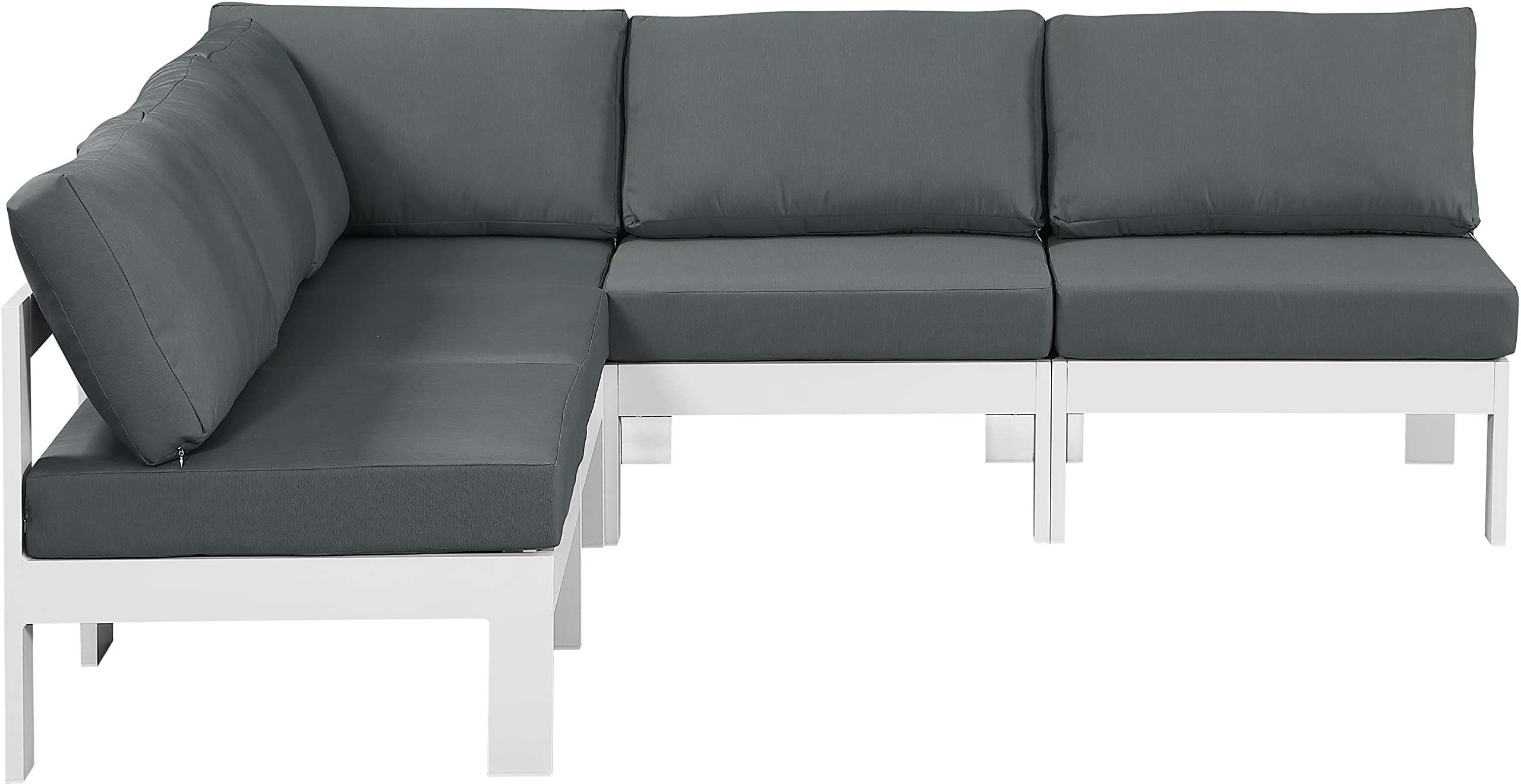 Meridian Furniture 375Grey-Sec5A Nizuc Collection Modern Outdoor Patio Modular Sectional Sofa Set - Water-Resistant & UV-Protected for Backyard, Poolside, and Garden Relaxation