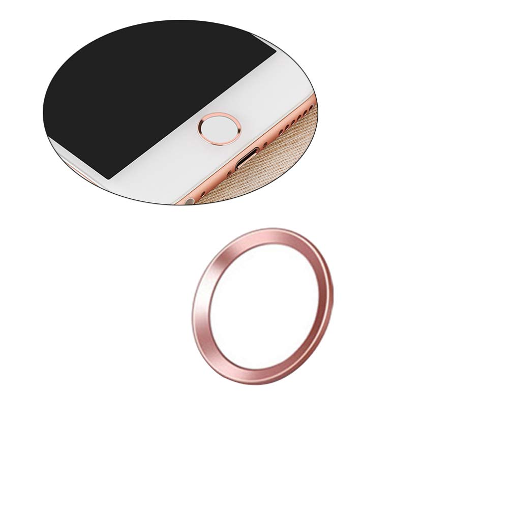 Mikikit Universal Phone Home Button Stickers - White with Rose Metal Finish | Compatible with Most Smartphones for Fingerprint Recognition | Perfect for Screen Protection & Stylish Phone Customization