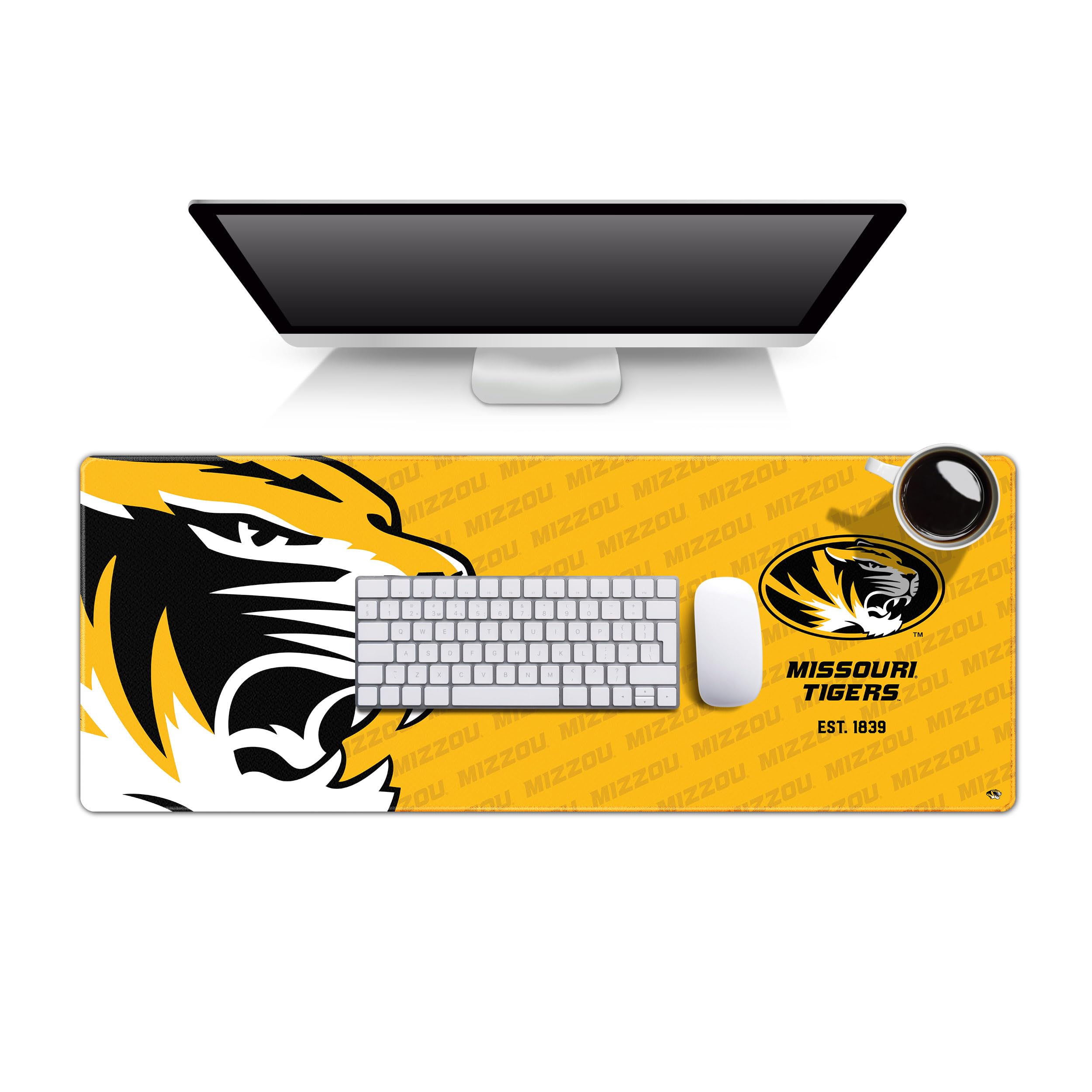 YouTheFan NCAA Missouri Tigers Logo Series Desk Pad - Non-Slip Mouse Pad for Office, Gaming & Home Use - Officially Licensed SMU Mustangs Merchandise
