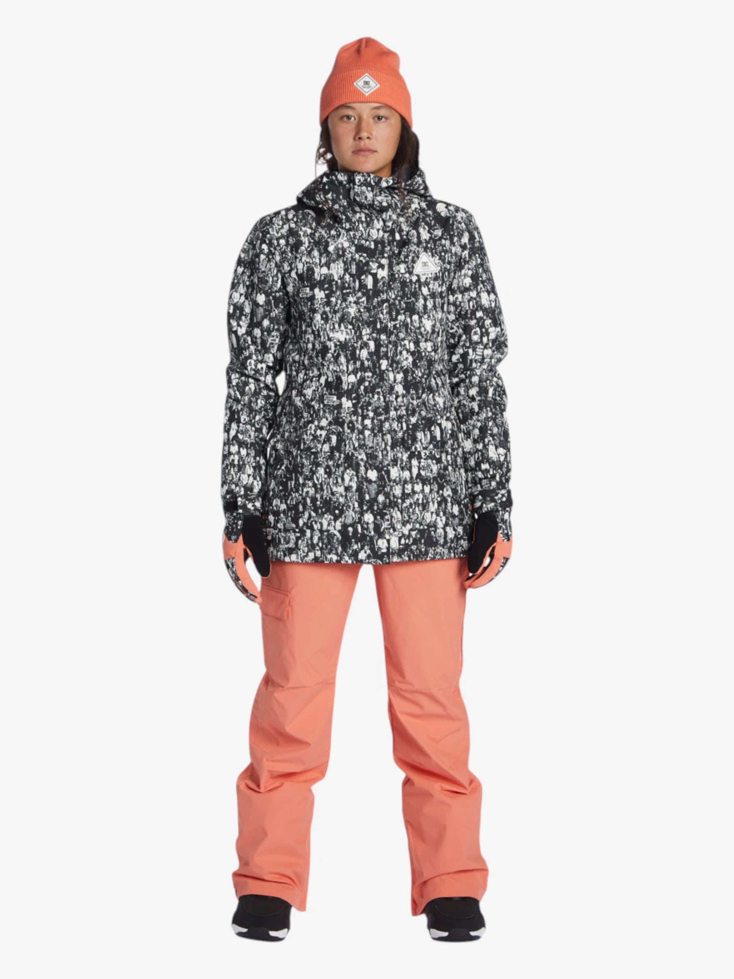 DC Women's Snow Cruiser Jacket - Black & White Print - Waterproof Winter Coat for Skiing, Snowboarding & Outdoor Adventures