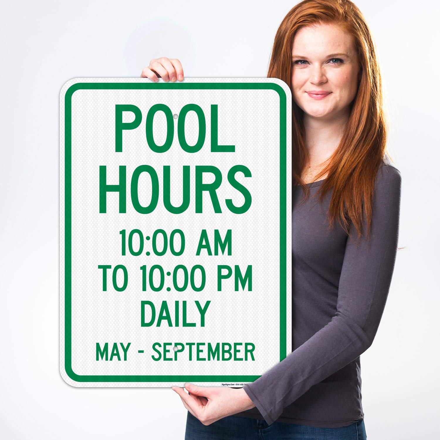 3M EGP Reflective Aluminum Pool Hours Sign - 18x24 Inches, Fade Resistant, Indoor/Outdoor Use - Made in USA | Perfect for Community Pools, Water Parks & Backyard Safety
