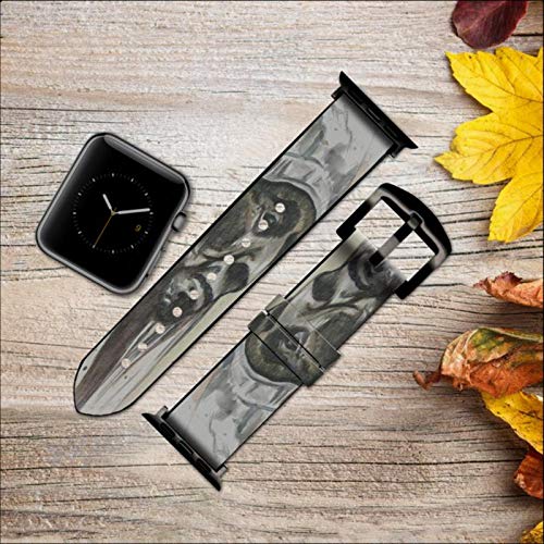Premium Indian Chief Leather & Silicone Smart Watch Band for Apple Watch Series 4/5/6/7/8/SE - 42mm 44mm 45mm - Stylish & Durable Replacement Strap for Workout, Office & Casual Wear