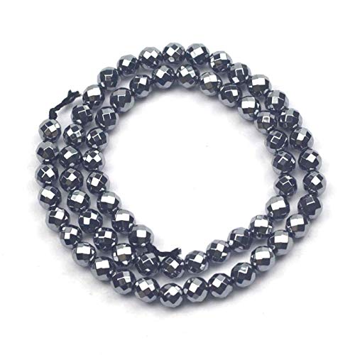 Natural Terahertz Energy Stone Beads - 10mm Round Faceted DIY Loose Beads for Bracelet Making (15