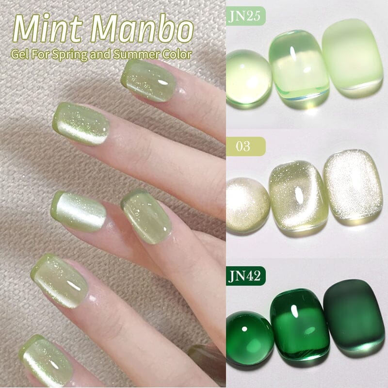 6 Colors Mint Manbo Gel Polish Set 01 - 10ml Nail Polish Kit for Salon & Home Manicure - Long Lasting UV LED Gel Nail Art for Women