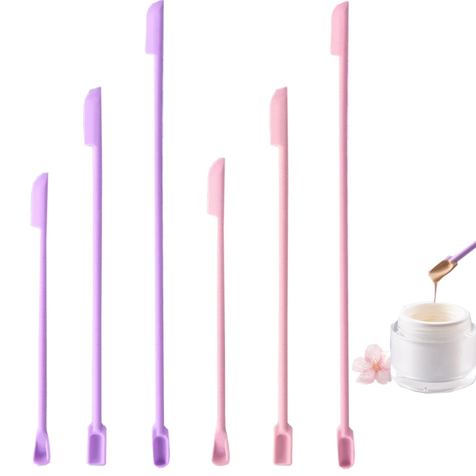 6-Piece Silicone Makeup Spatula Set - Mini Cosmetic Spatulas for Foundation, Skincare & Beauty Products - Last Drop Bottle Scraper for Cosmetics, Food Jars & Travel Use by HAGBOU