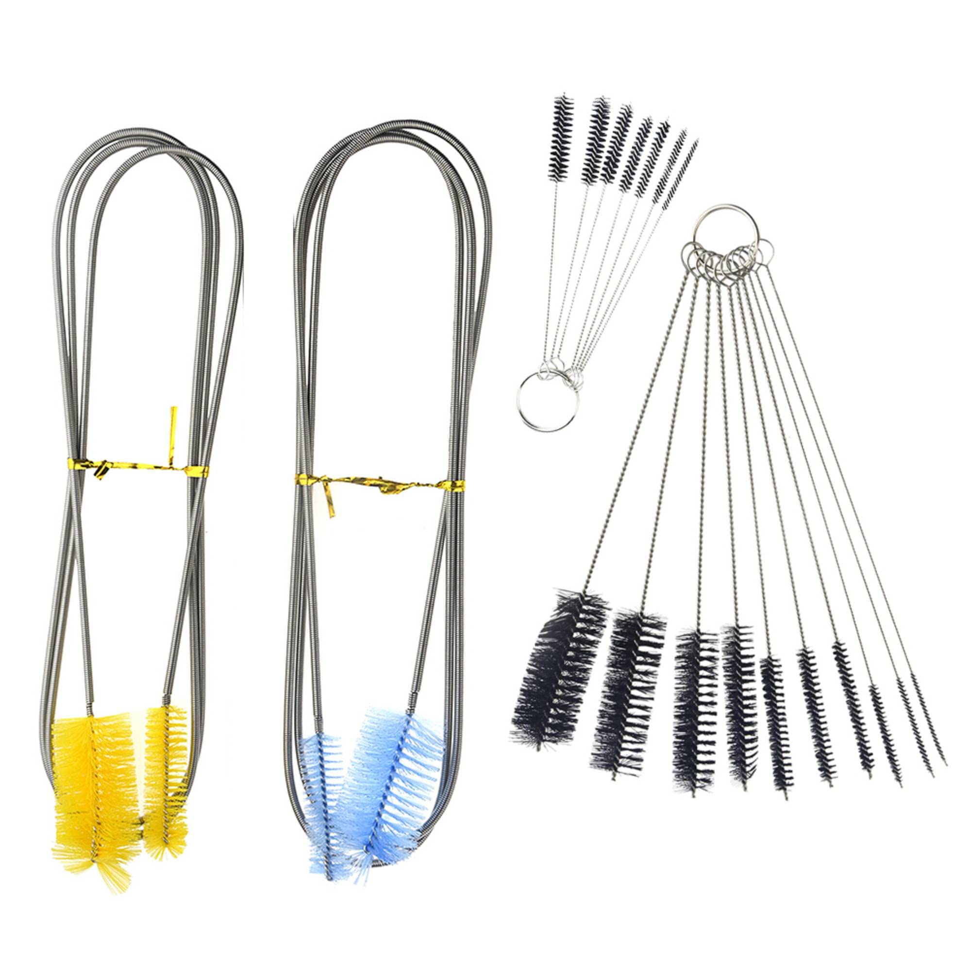 19Pcs Aquarium Filter Brush Set - Nylon Tube Cleaning Brushes with Stainless Steel Handle, Flexible Double-Ended Hose Brush for Fish Tank, Home & Kitchen Use - Perfect for Cleaning Pipes, Tubes, and Hard-to-Reach Areas