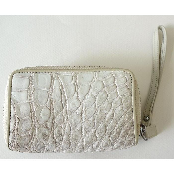 Luxury White Pearl Crocodile Leather Zip Wallet for Women & Men - RFID Blocking Slim Bifold Credit Card Holder - Perfect for Travel, Business & Everyday Use