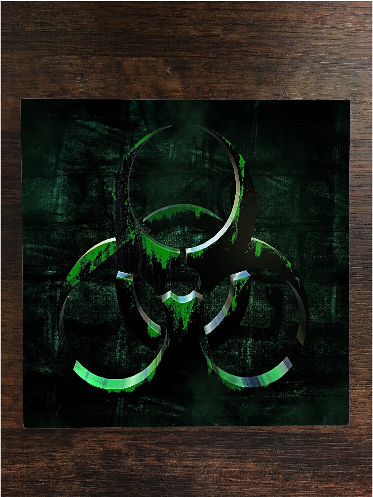 Premium Biohazard Nuclear Green & Black One Piece Ceramic Coaster Set - 4.25