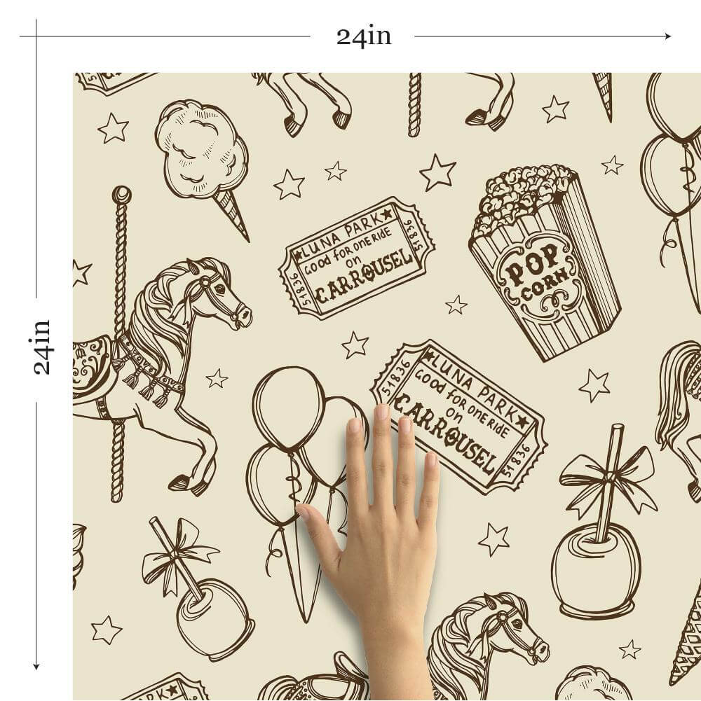Tan Animal Themed Peel and Stick Removable Wallpaper 9501 - Self-Adhesive Decorative Wall Covering for Nursery, Kids Room & Home Decor