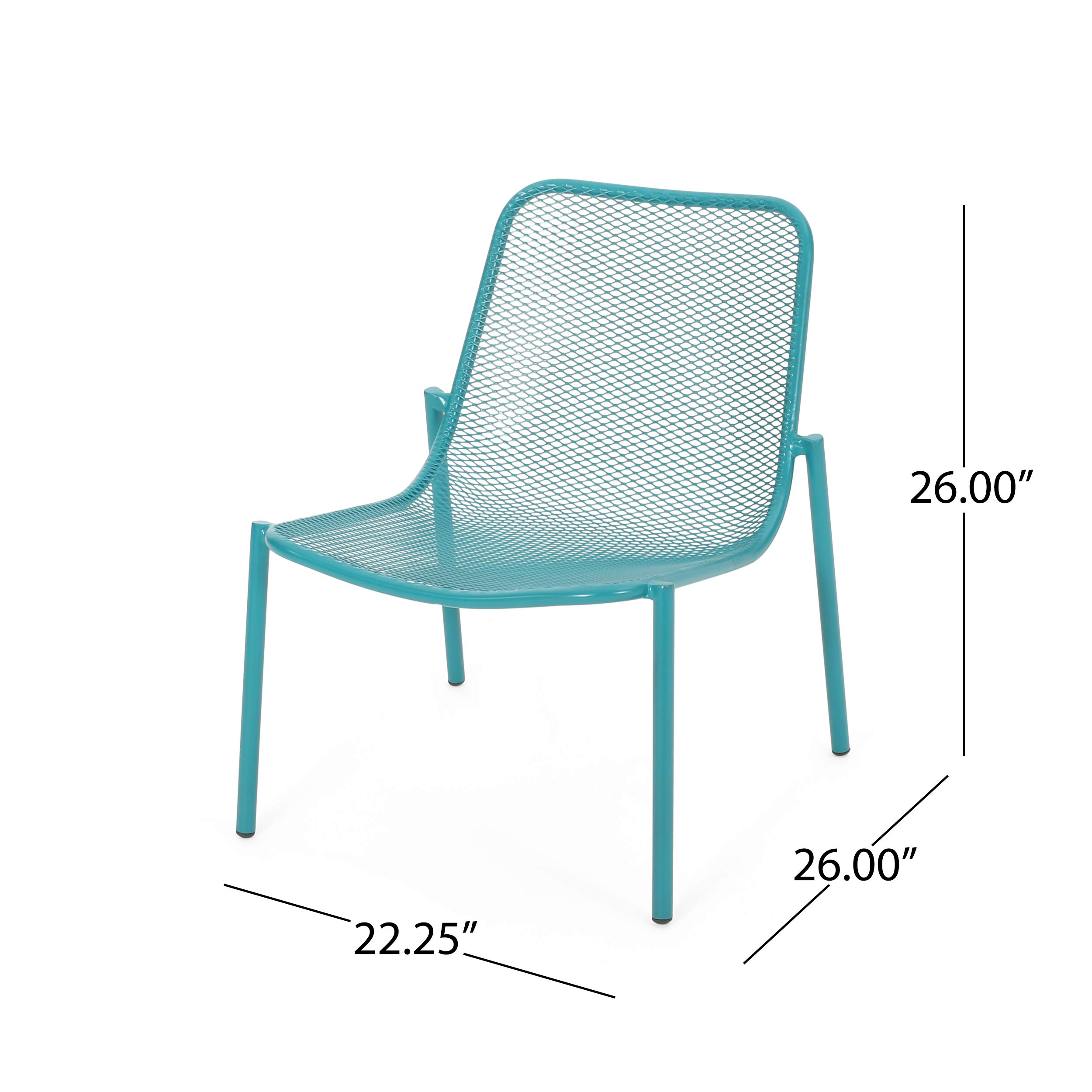 GDF Studio Modern Outdoor Dining Chairs Set of 2 - Waterproof Matte Teal Patio Furniture for Backyard, Garden & Poolside Dining