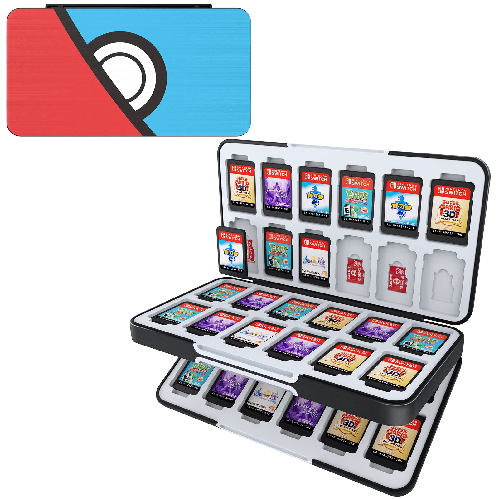 HEIYING Custom Pattern Nintendo Switch & OLED Game Card Holder - 48 Game & 24 Micro SD Slots - Portable Travel Storage Case for Gaming Accessories | Perfect for Travel, Commuting & Game Organization