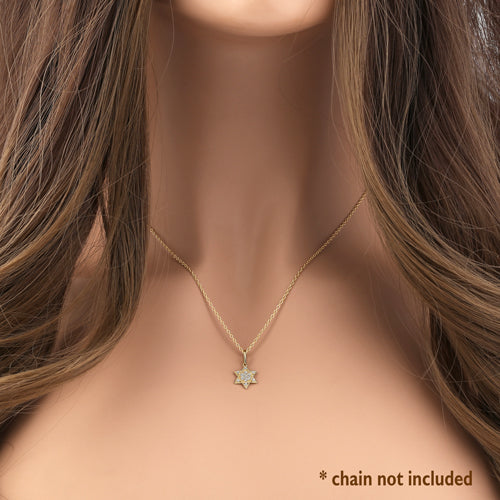 14K Yellow Gold Star of David CZ Pendant Necklace - Genuine Cubic Zirconia Jewelry for Men & Women - Perfect for Hanukkah Gifts, Jewish Holidays & Everyday Wear
