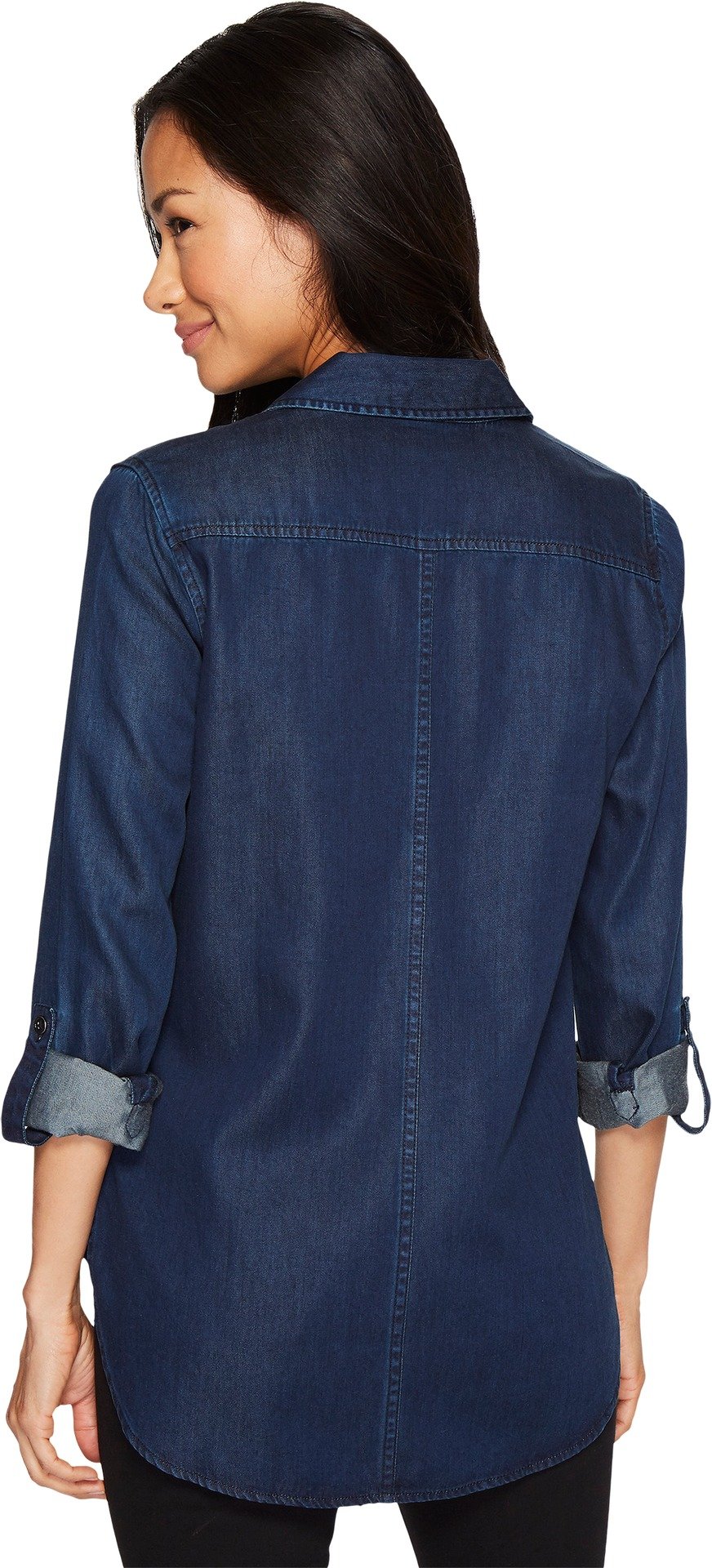 NYDJ Women's Chambray Denim Shirt - Classic Blue Denim Button Down Top for Casual & Work Outfits | Perfect for Layering, Office Wear & Weekend Styling