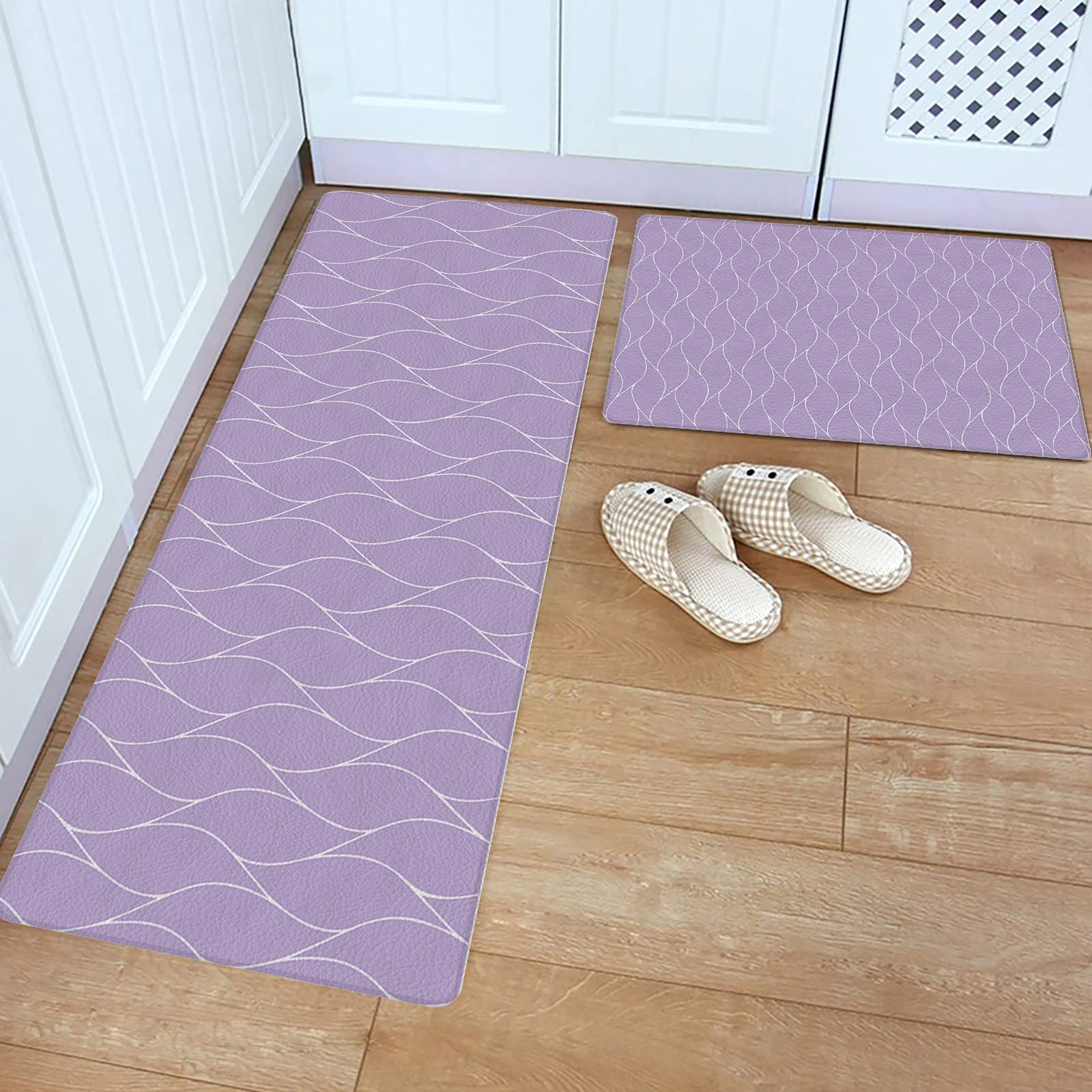CyCoShower PVC Kitchen Rug Set - Waterproof, Non-Slip & Anti-Fatigue for Kitchen & Laundry Floor