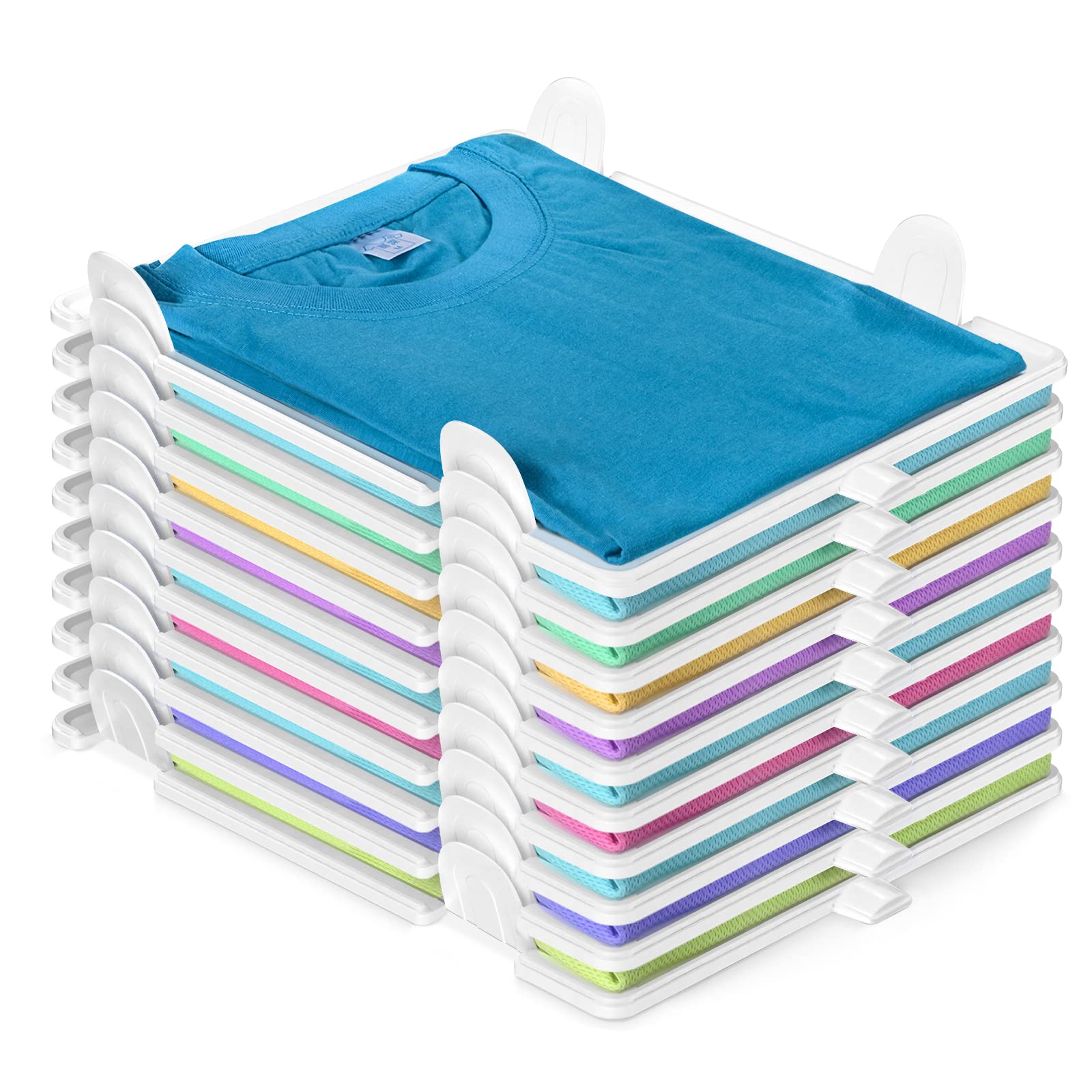 Accenter Stackable T-Shirt Organizer - 10-Pack Durable Closet Storage Solution | Easy Access Shirt Folder Board for Neat Clothes Organization | Perfect for Small Spaces, Travel & Home Closet Organization