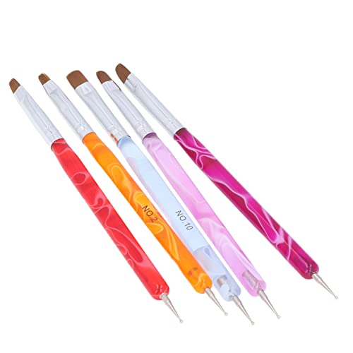 ANGGREK 5Pcs Professional Nail Art Brush Set - Double Ended Nail Painting & Dotting Tools for Salon & Home DIY Manicure - Perfect for Gel Polish, Acrylic Nails & Nail Art Designs