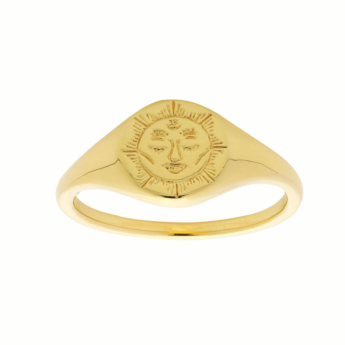 Dainty Moon Signet Ring - 14K Gold Plated Zodiac Jewelry for Women - Perfect for Everyday Wear & Gift Giving