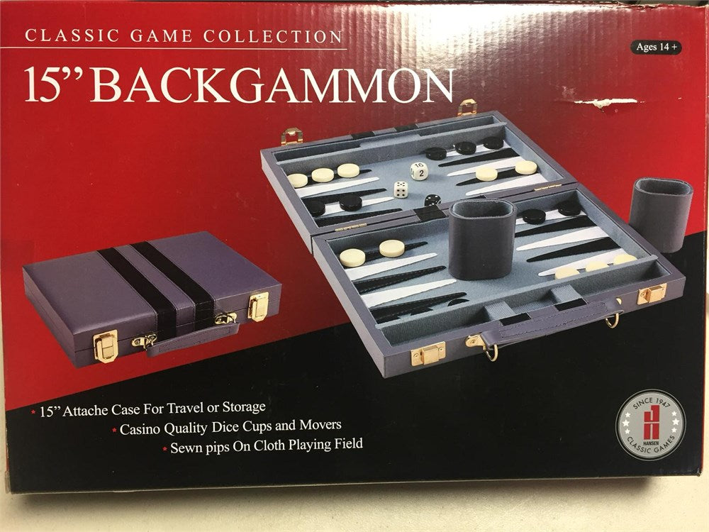Premium 15 Inch Vinyl Backgammon Set - Classic Board Game for Adults & Family - Portable Travel Size - Perfect for Parties, Game Nights & Outdoor Activities