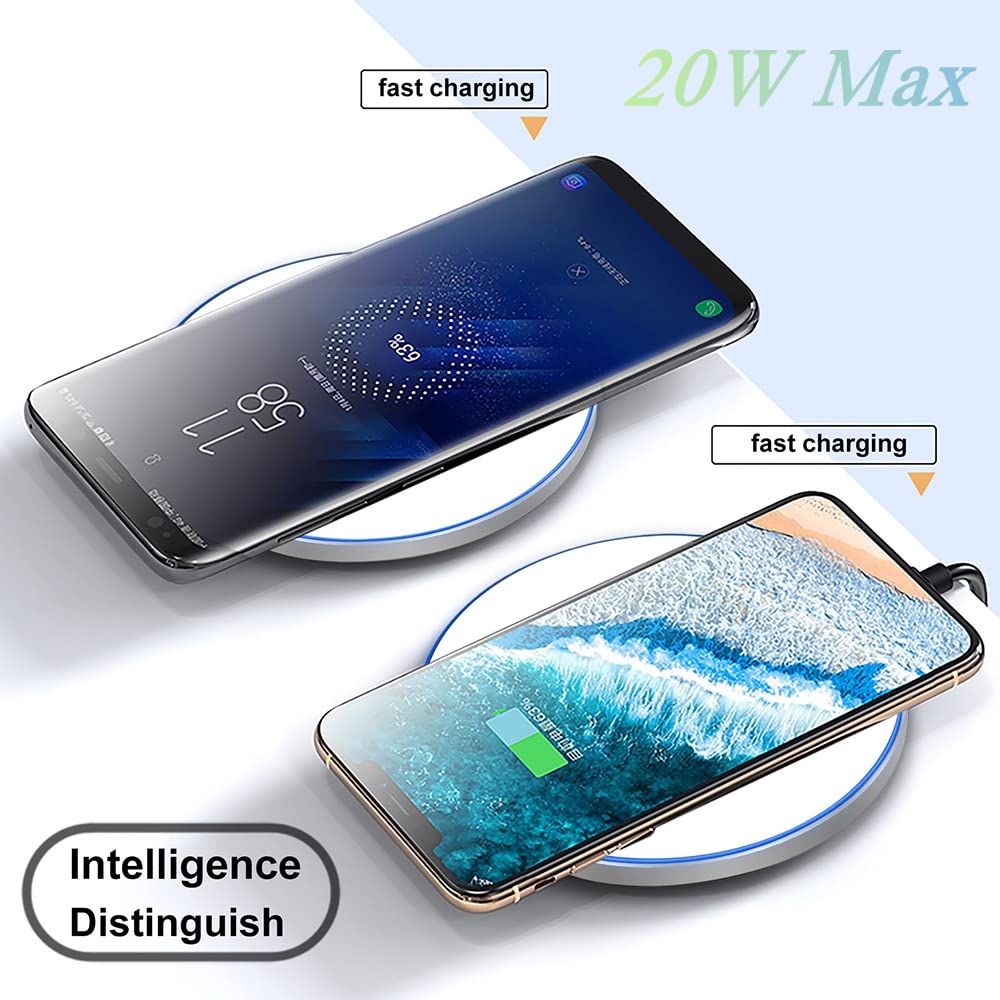 20W Fast Wireless Charger Pad - Compatible with iPhone 16/16 Pro/16 Pro Max/16 Plus/15/14/13/12/11/X & AirPods, Samsung Galaxy S24/S23/S20 & Pixel - Qi-Certified Wireless Charging Mat for Home, Office & Nightstand Use