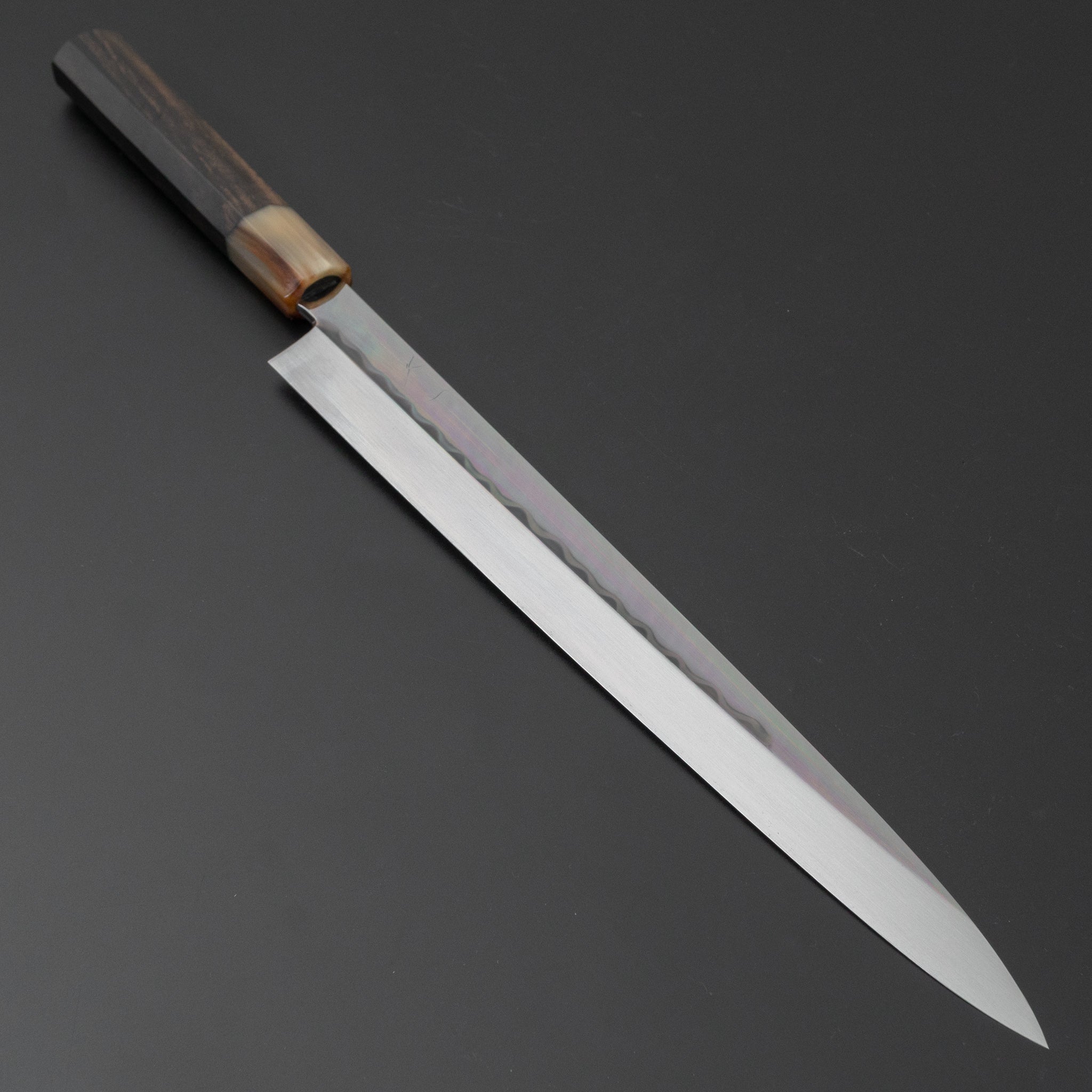 Premium Hitohira Togashi White #2 Mizu Honyaki Yanagiba 330mm Sushi Knife with Taihei Ebony Handle & Saya - Perfect for Sushi Chefs & Japanese Cuisine Lovers