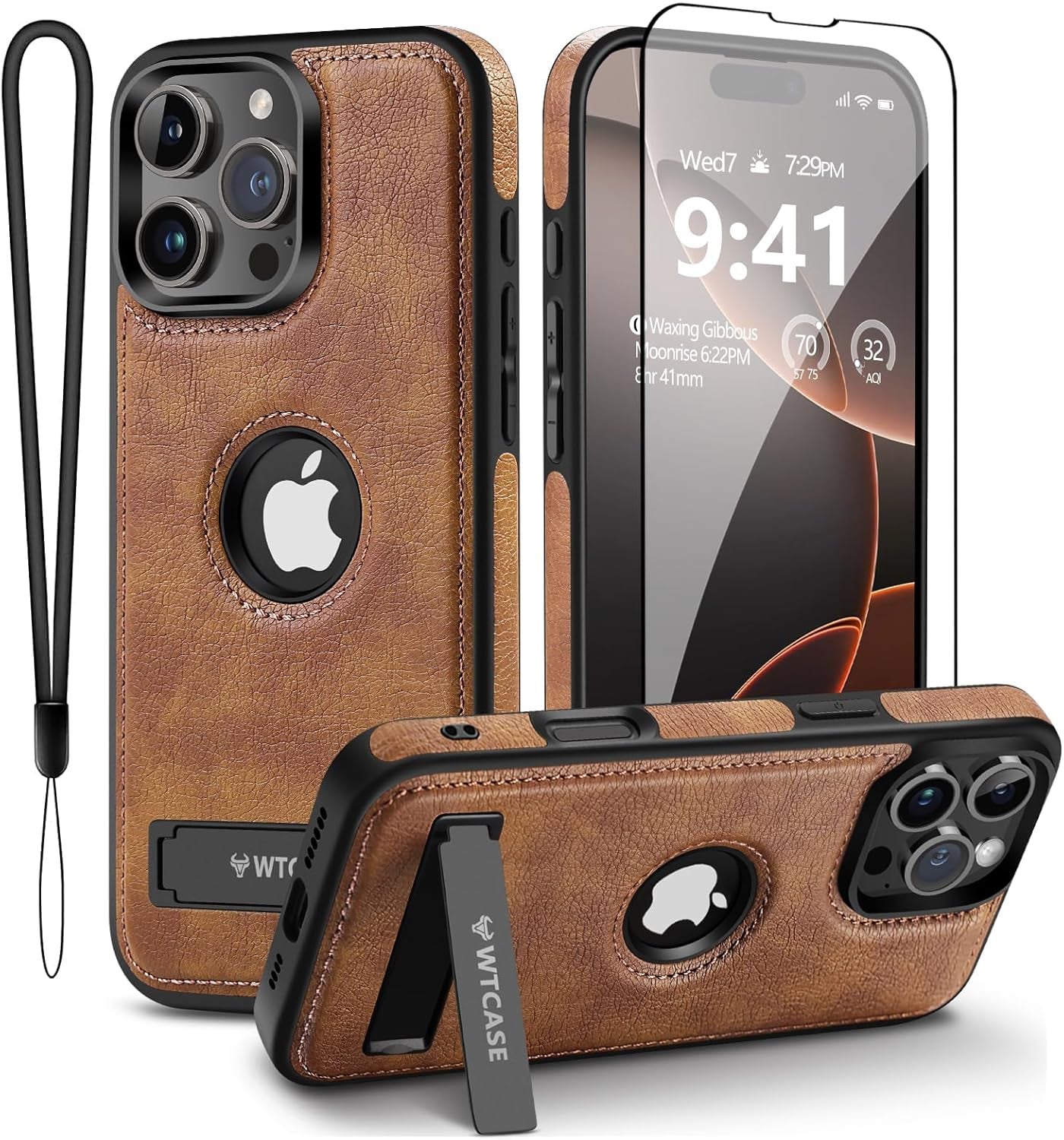 Premium iPhone 16 Pro Leather Case with MagSafe - Built-in Kickstand & Camera Protection | Perfect for Work, Travel & Everyday Use