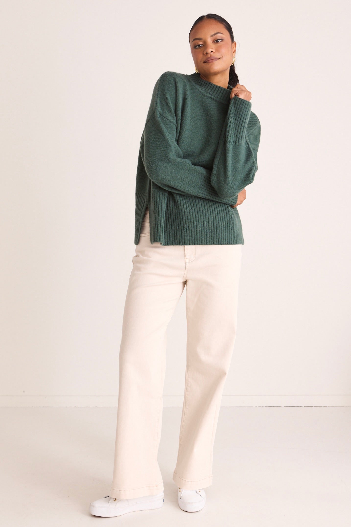 Alaska Forest Funnel Neck Knit Jumper - Women's Winter Warm Sweater for Outdoor Activities and Casual Wear