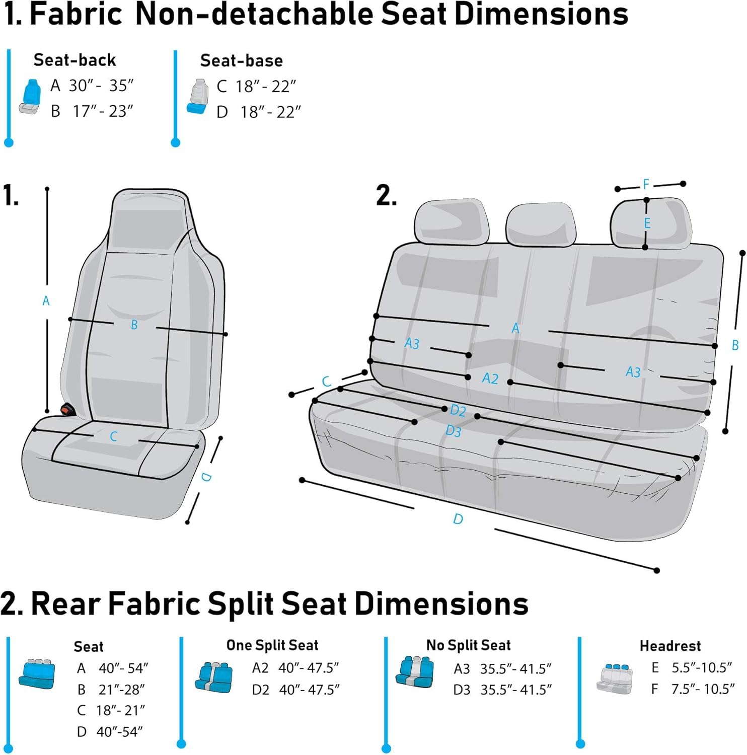 Premium Universal Fit FH Group Automotive Seat Covers - Blue Supreme Modernist 1-Piece Front & Split Bench Rear Set | Airbag Compatible for SUV, Sedan, Truck | Durable Protection for Commuting, Road Trips & Family Travel