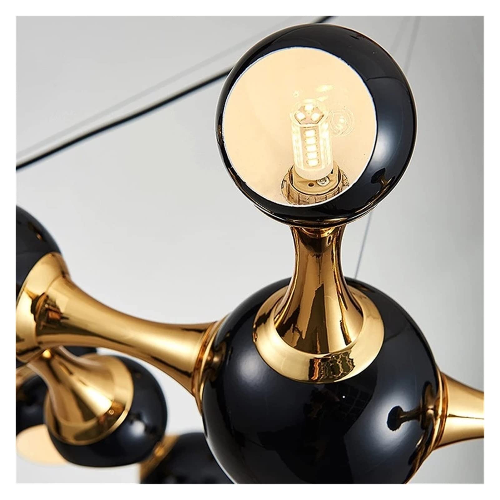 Modern LED Chandelier Light Fixture - Luxury Black & White Metal Ceiling Lamp for Dining Room, Villa & Indoor Lighting | G9 Bulb Compatible | Perfect for Home Decor, Wedding Venues & Restaurant Ambiance