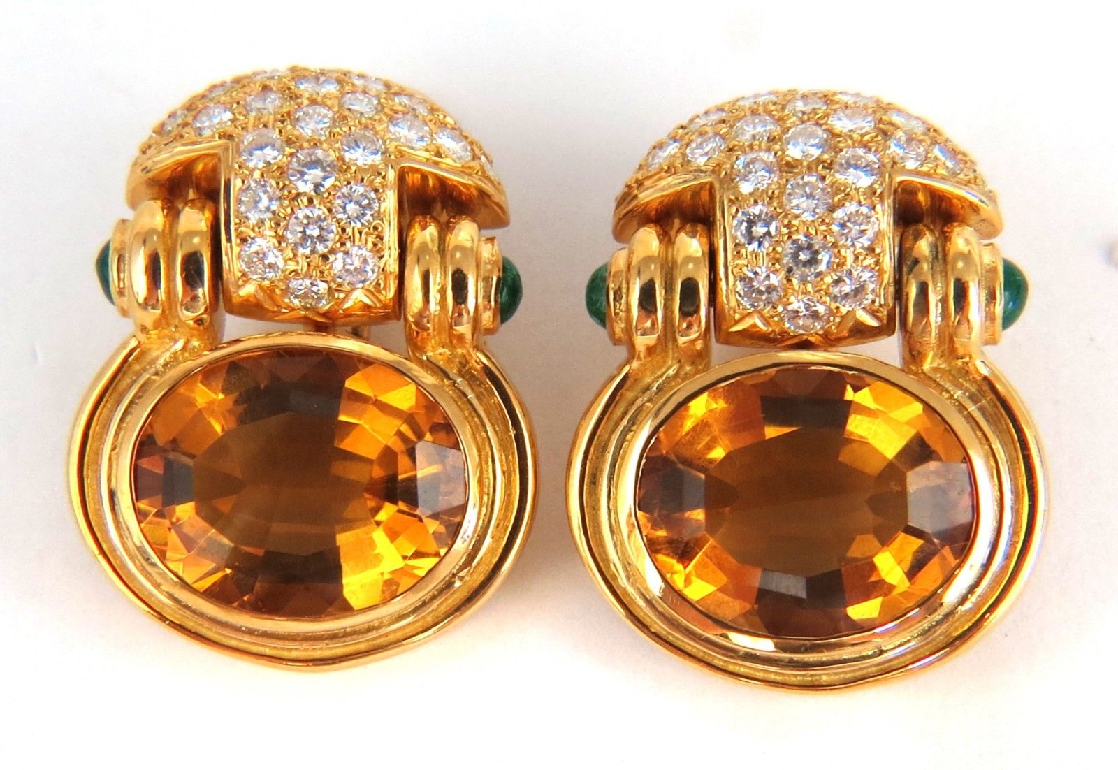 22.50ct Natural Yellow Citrine Diamond Dangle Earrings in 18K Gold - Elegant Drop Earrings for Women, Perfect for Weddings, Parties & Special Occasions