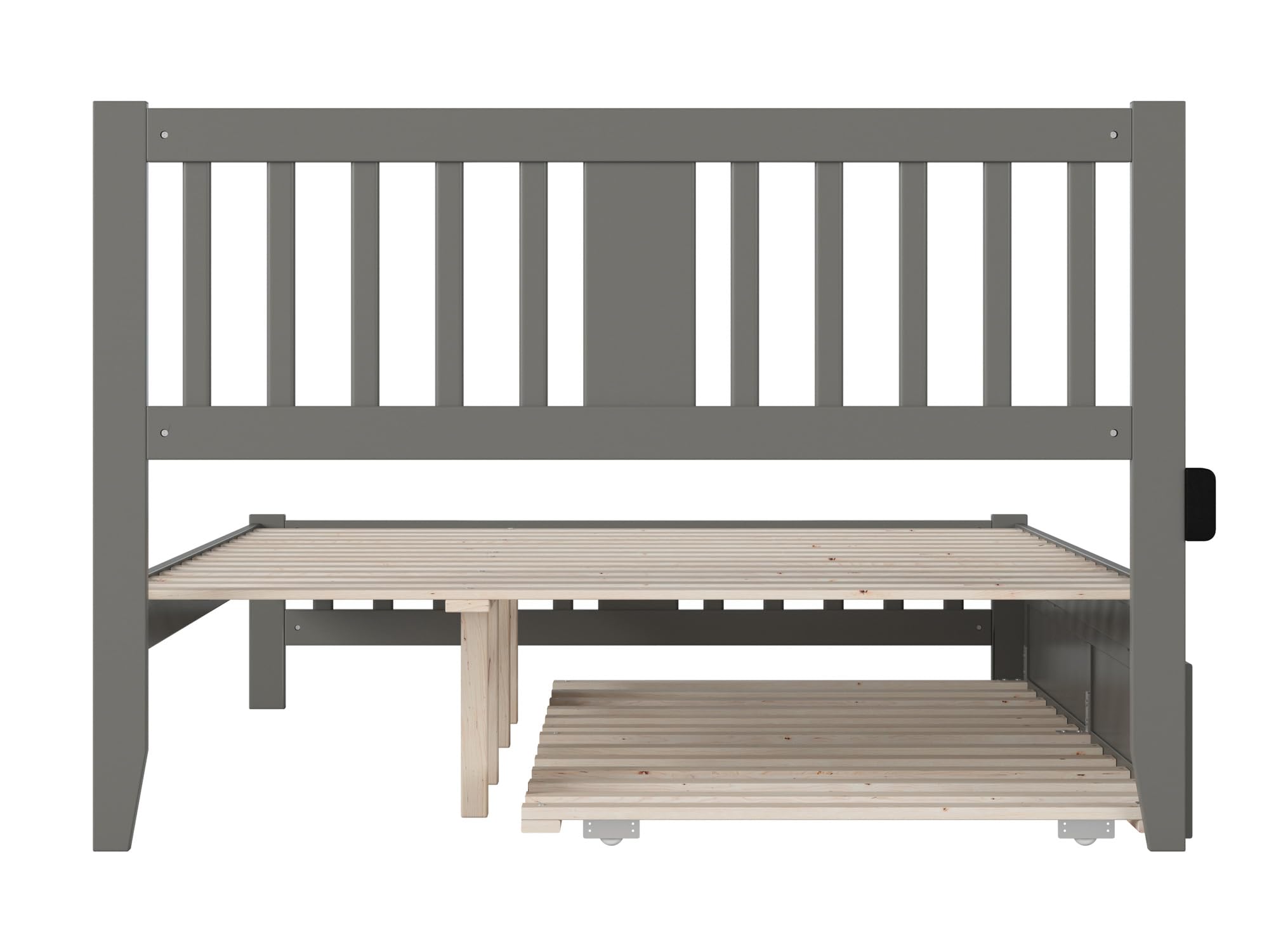 AFI Tahoe Queen Size Platform Bed with Footboard & Twin XL Trundle - Modern Grey Wooden Bed Frame for Master Bedroom, Guest Room & Small Spaces