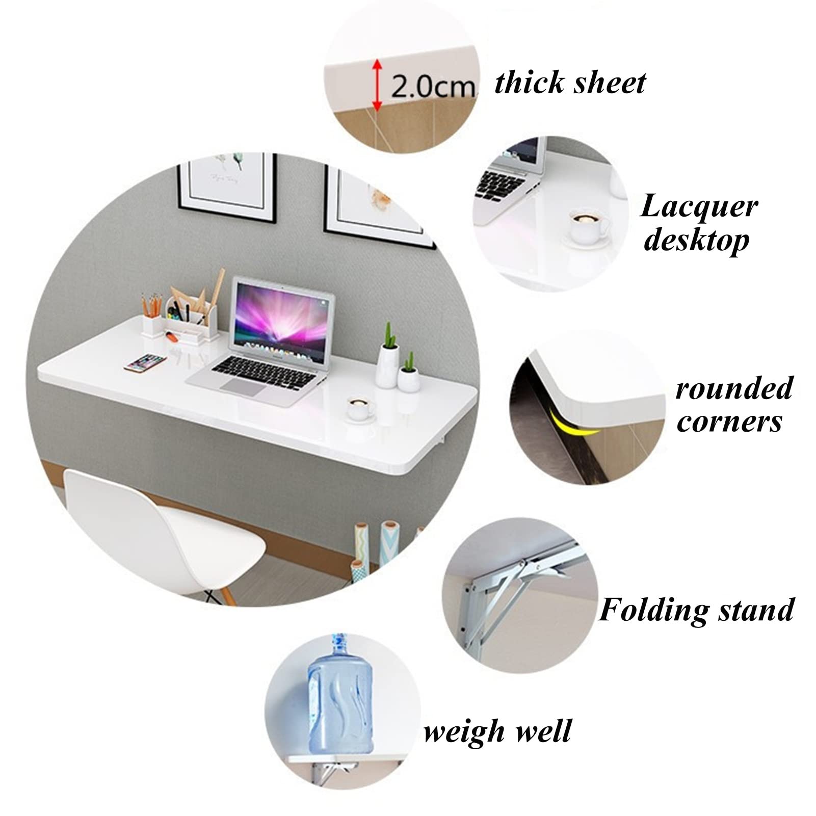 Wall Mounted Fold Down Table - Space Saving Folding Desk with 20 Size Options (Blue, 90x30cm) - Perfect for Small Apartments, Kitchen Dining, Home Office & RV Living