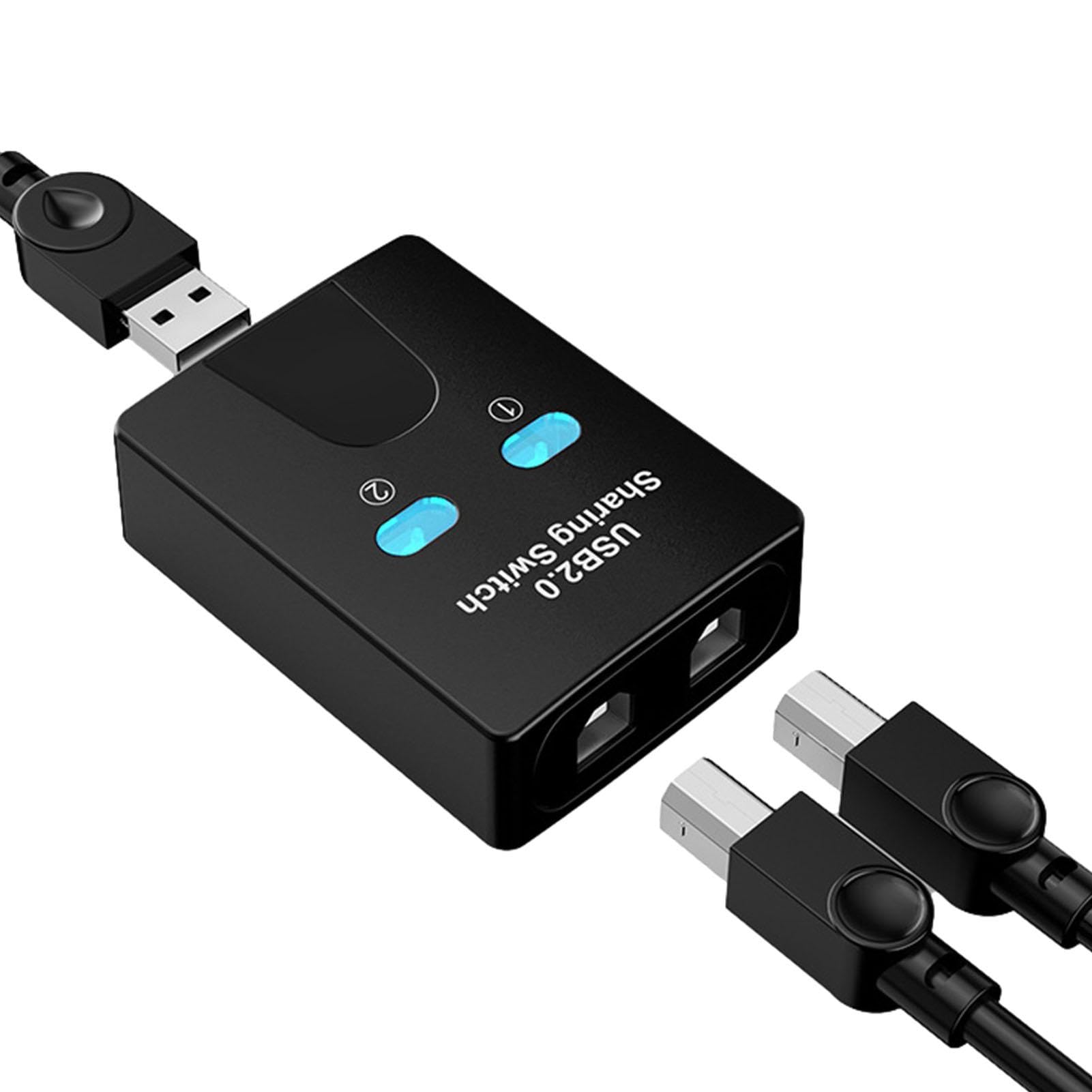 2-Port USB Switch Hub for Printer & Mouse Sharing - USB Splitter & KVM Switch for Multiple Devices | Home Office & Gaming Setup Accessory