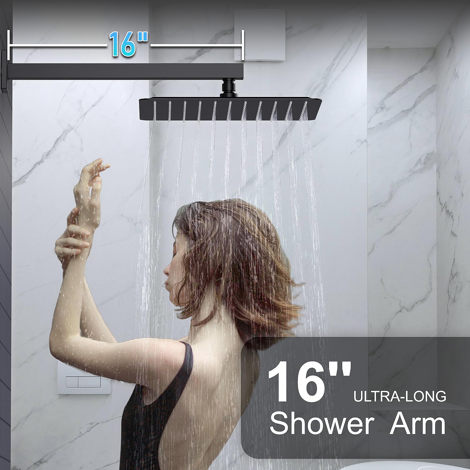 10'' High Pressure Rainfall Shower System with Handheld Shower Head & Faucet Trim Valve - Luxury Matte Black Wall Mounted Bathroom Shower Combo Set for Spa-Like Experience